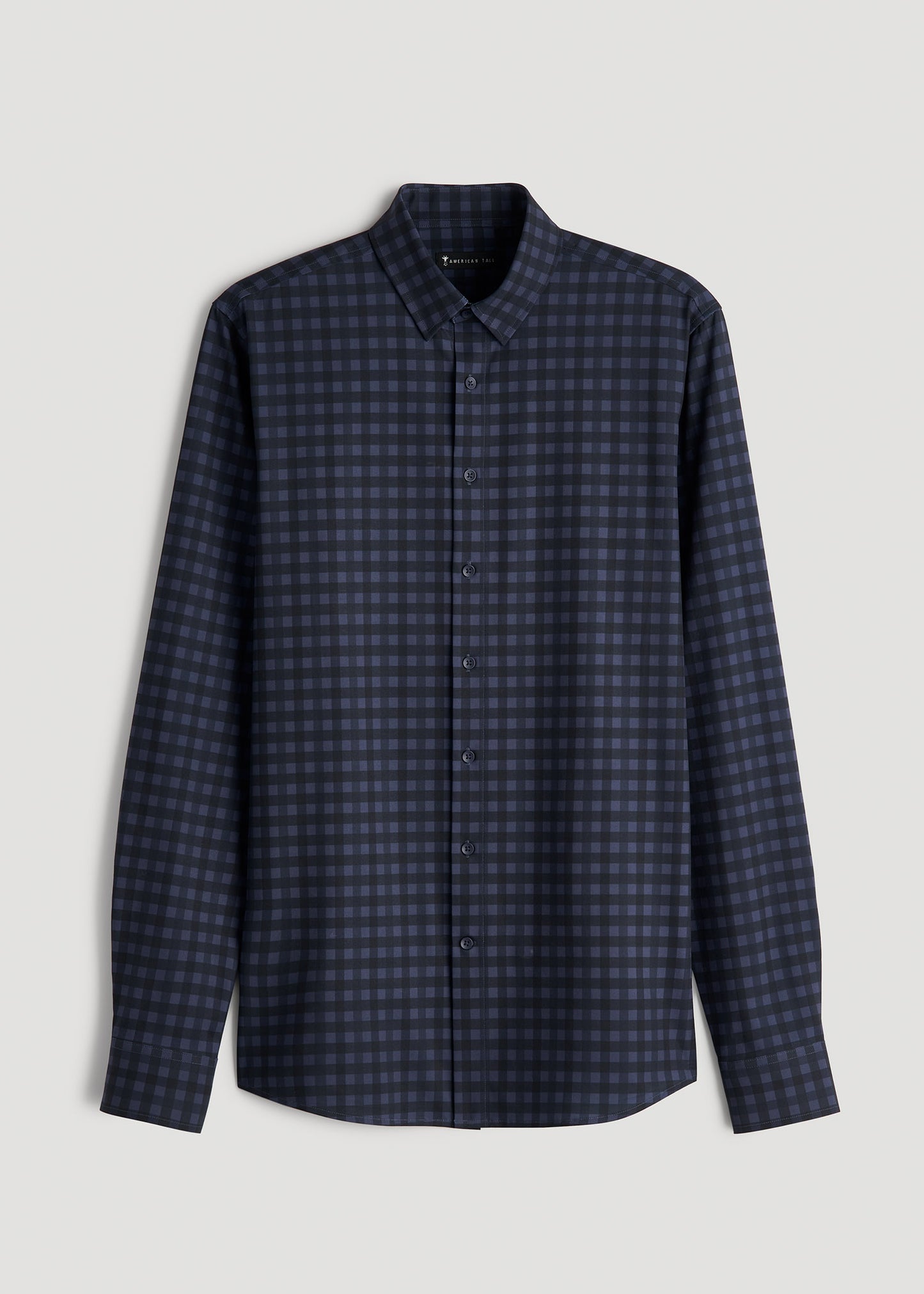 Traveler Stretch Dress Shirt for Tall Men in Deep Violet Gingham