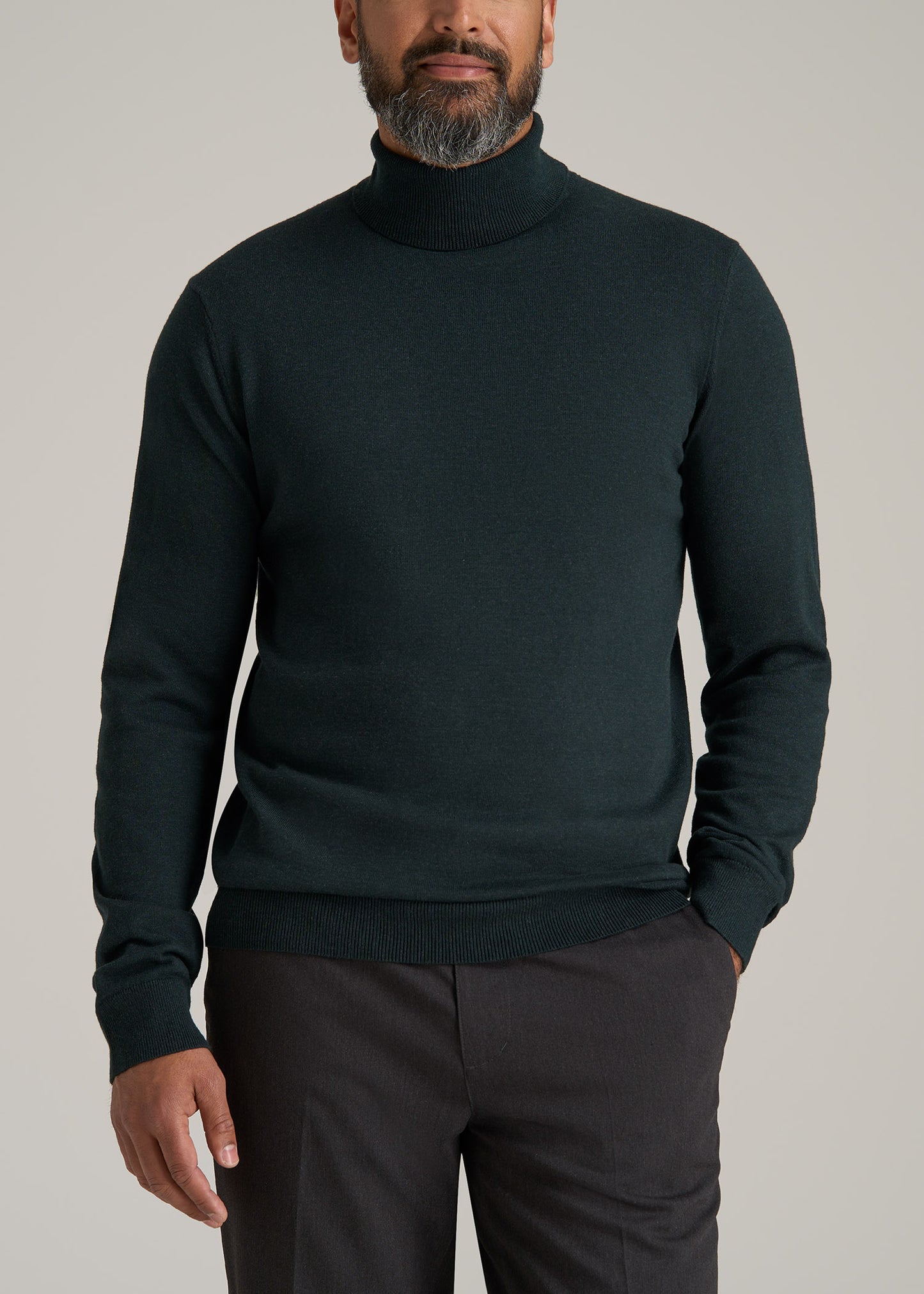 Men's Tall Turtleneck Sweater in Midnight Green