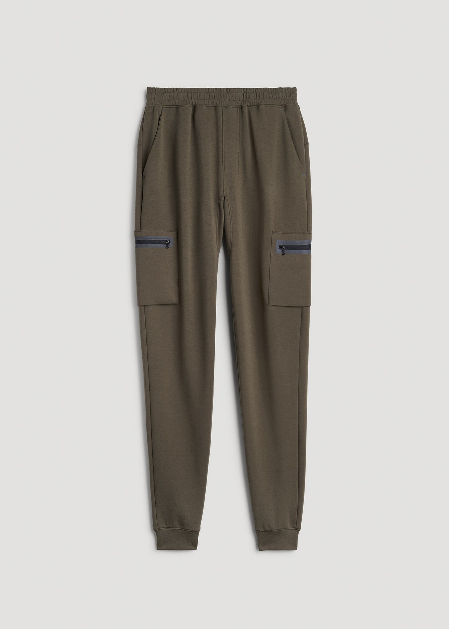 Utility Fleece Cargo Joggers for Tall Men in Camo Green