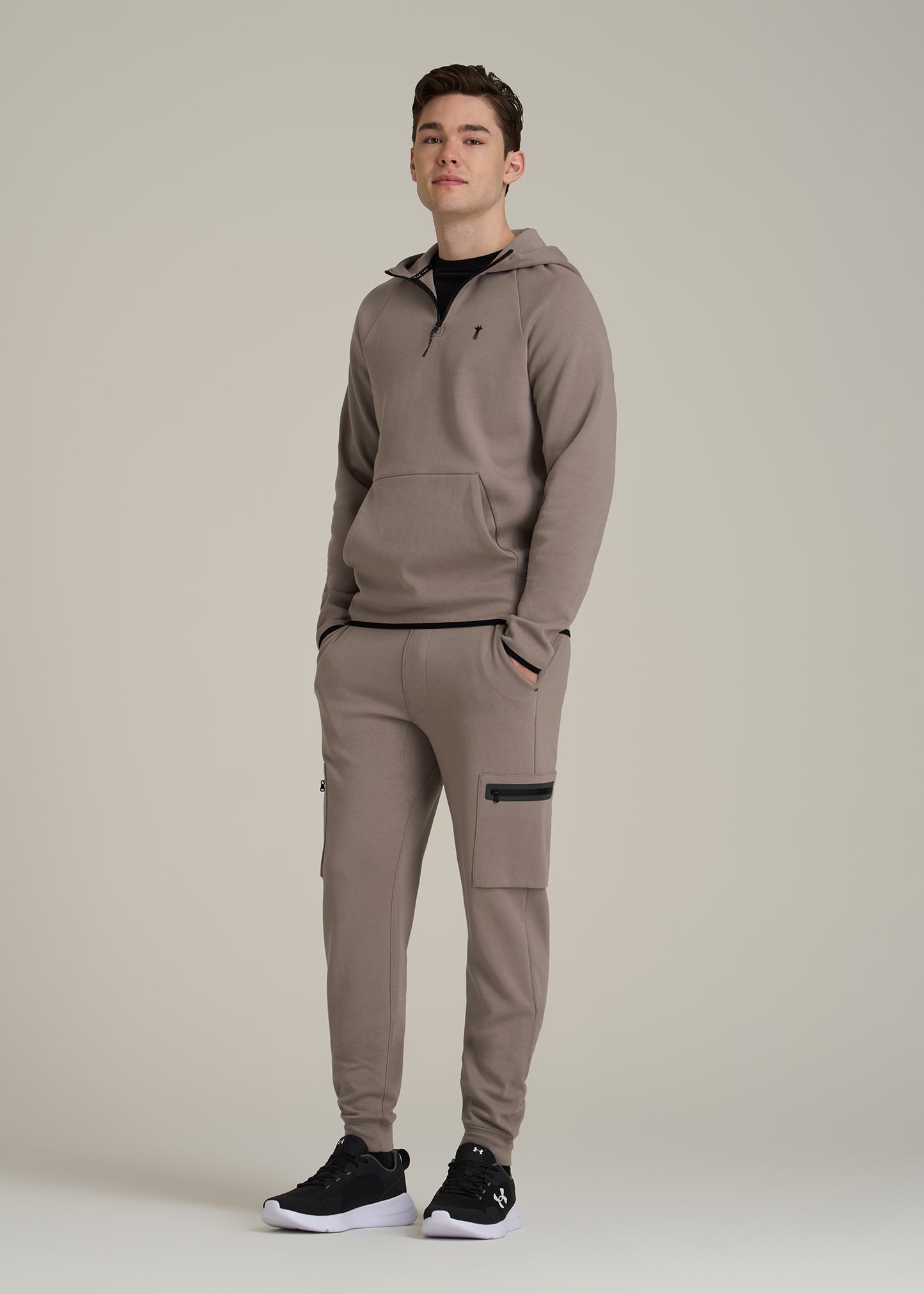 Utility Fleece Cargo Joggers for Tall Men in Portobello