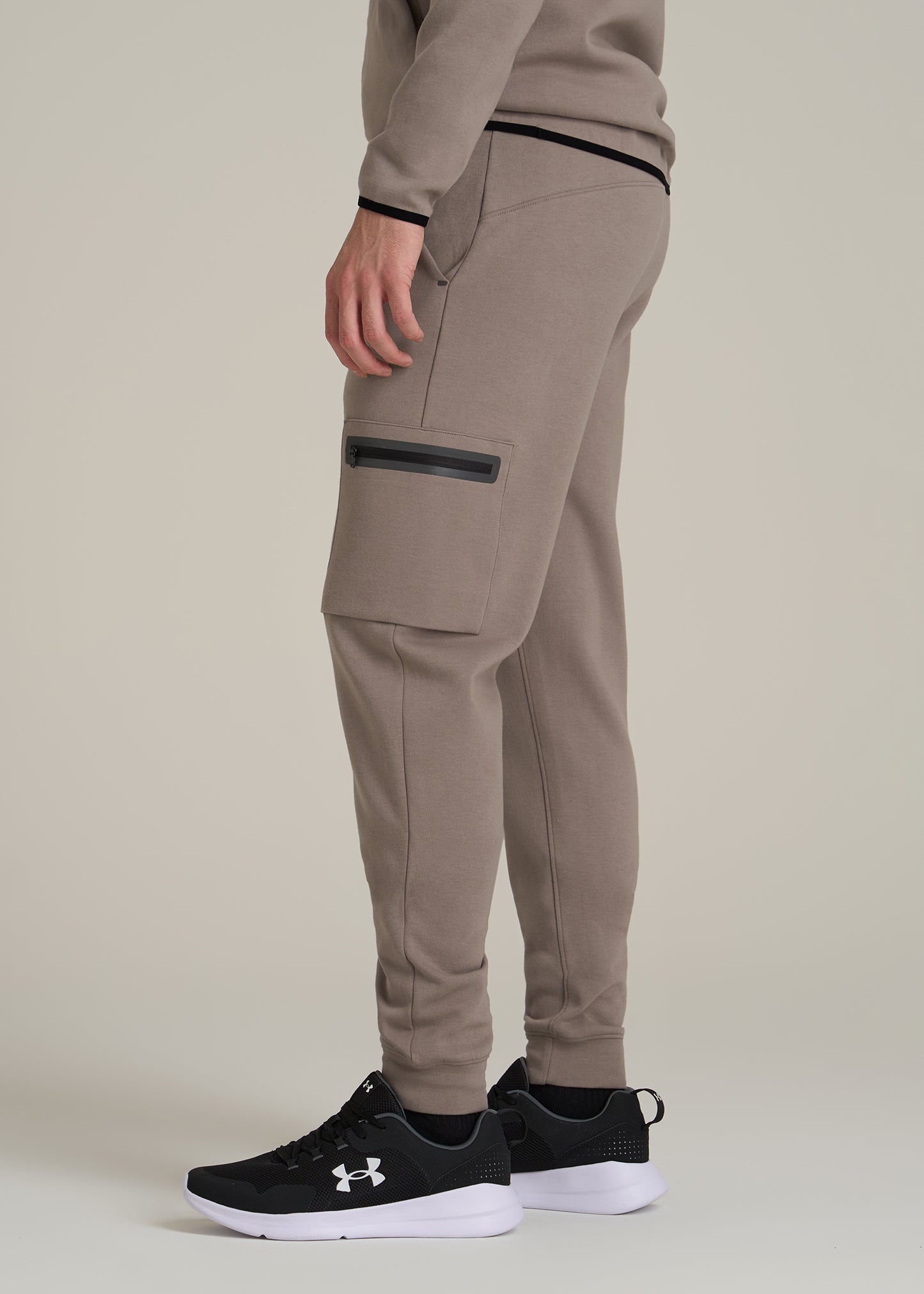 Utility Fleece Cargo Joggers for Tall Men in Portobello