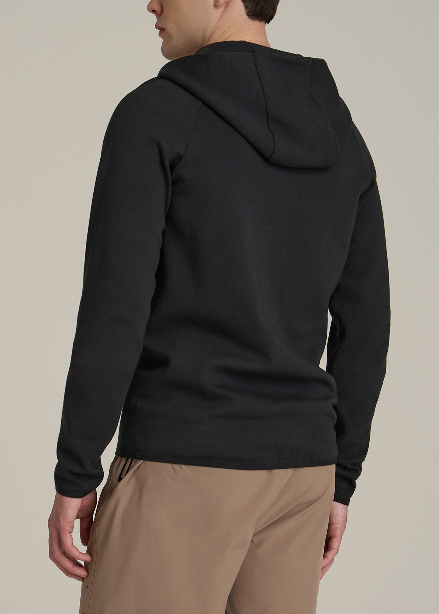 Utility Fleece Hooded Popover for Tall Men in Black