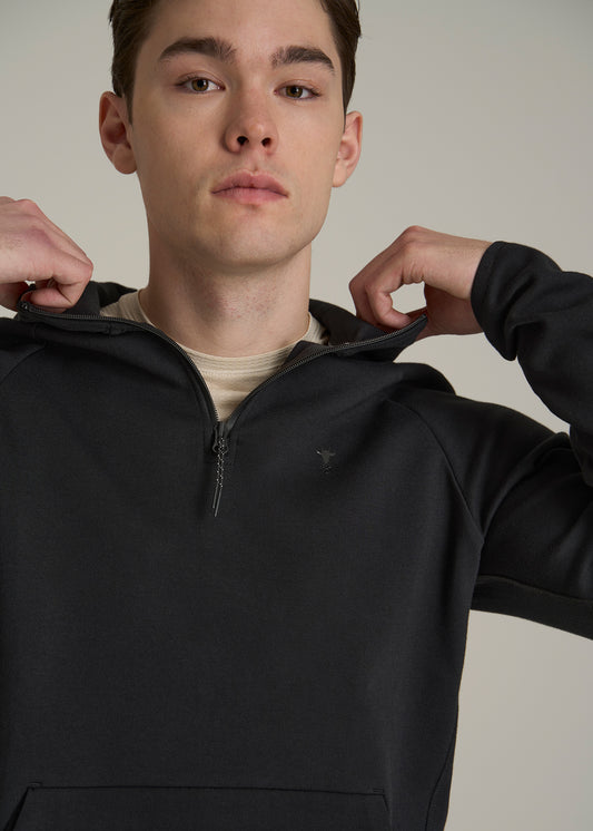 Utility Fleece Hooded Popover for Tall Men in Black