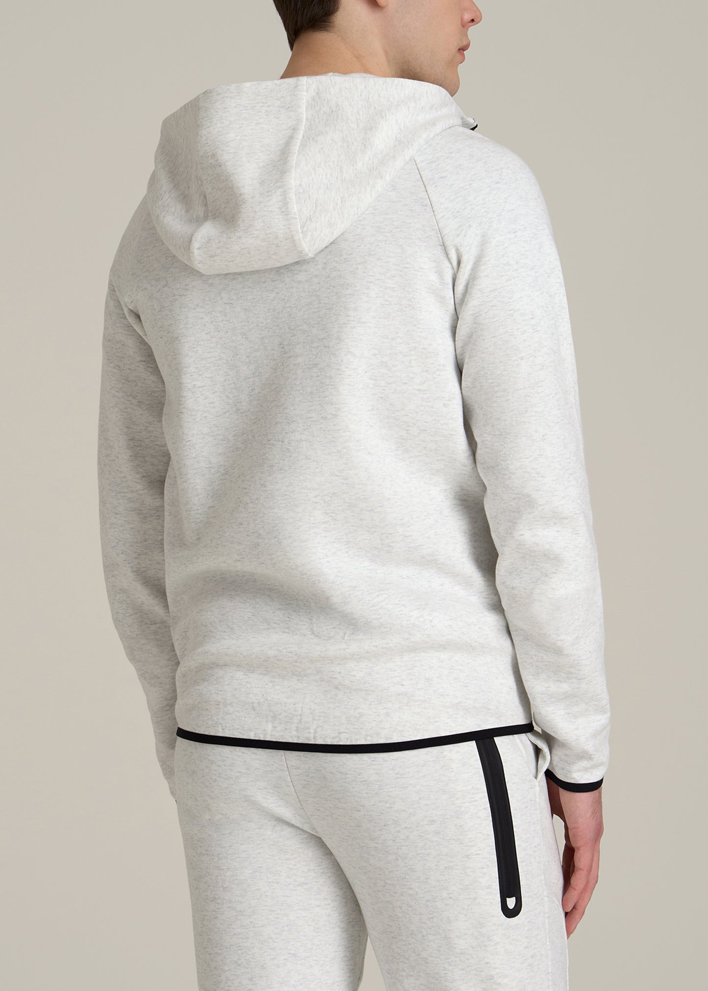 Utility Fleece Hooded Popover for Tall Men in Heather Frost