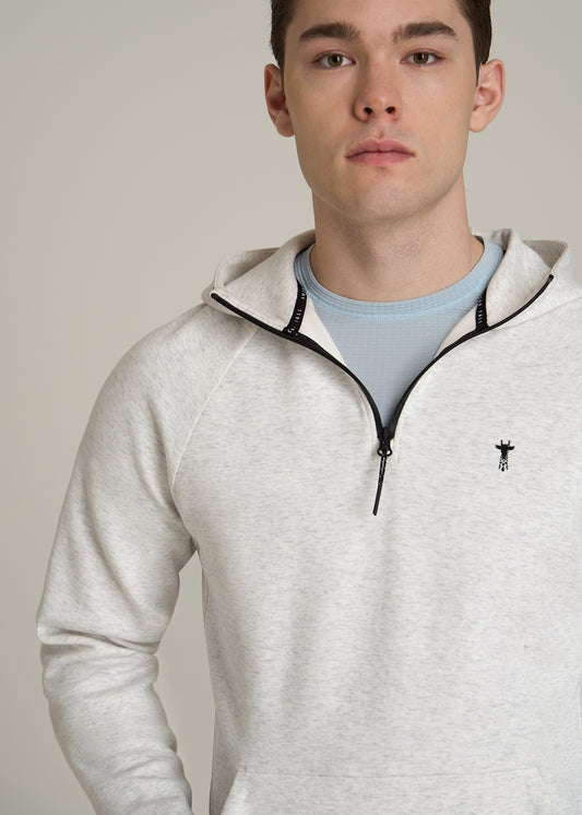 Utility Fleece Hooded Popover for Tall Men in Heather Frost