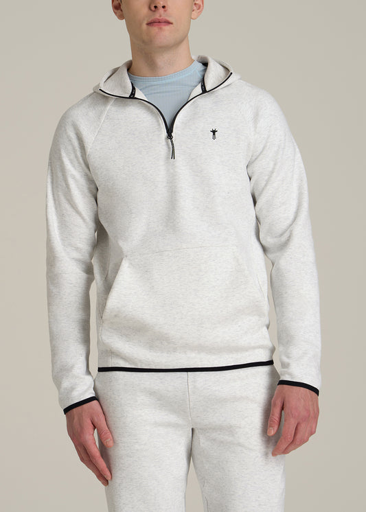 Utility Fleece Hooded Popover for Tall Men in Heather Frost