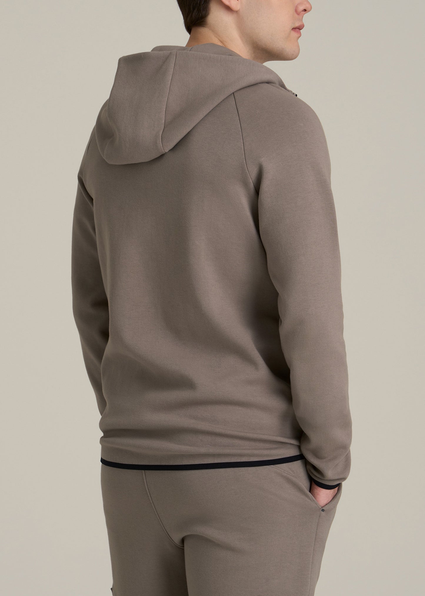 Utility Fleece Hooded Popover for Tall Men in Portobello