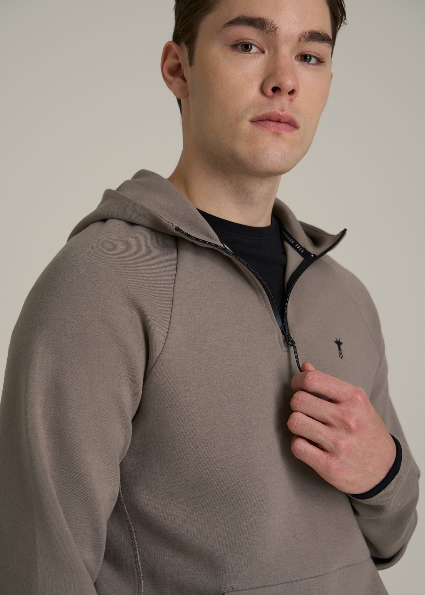 Utility Fleece Hooded Popover for Tall Men in Portobello