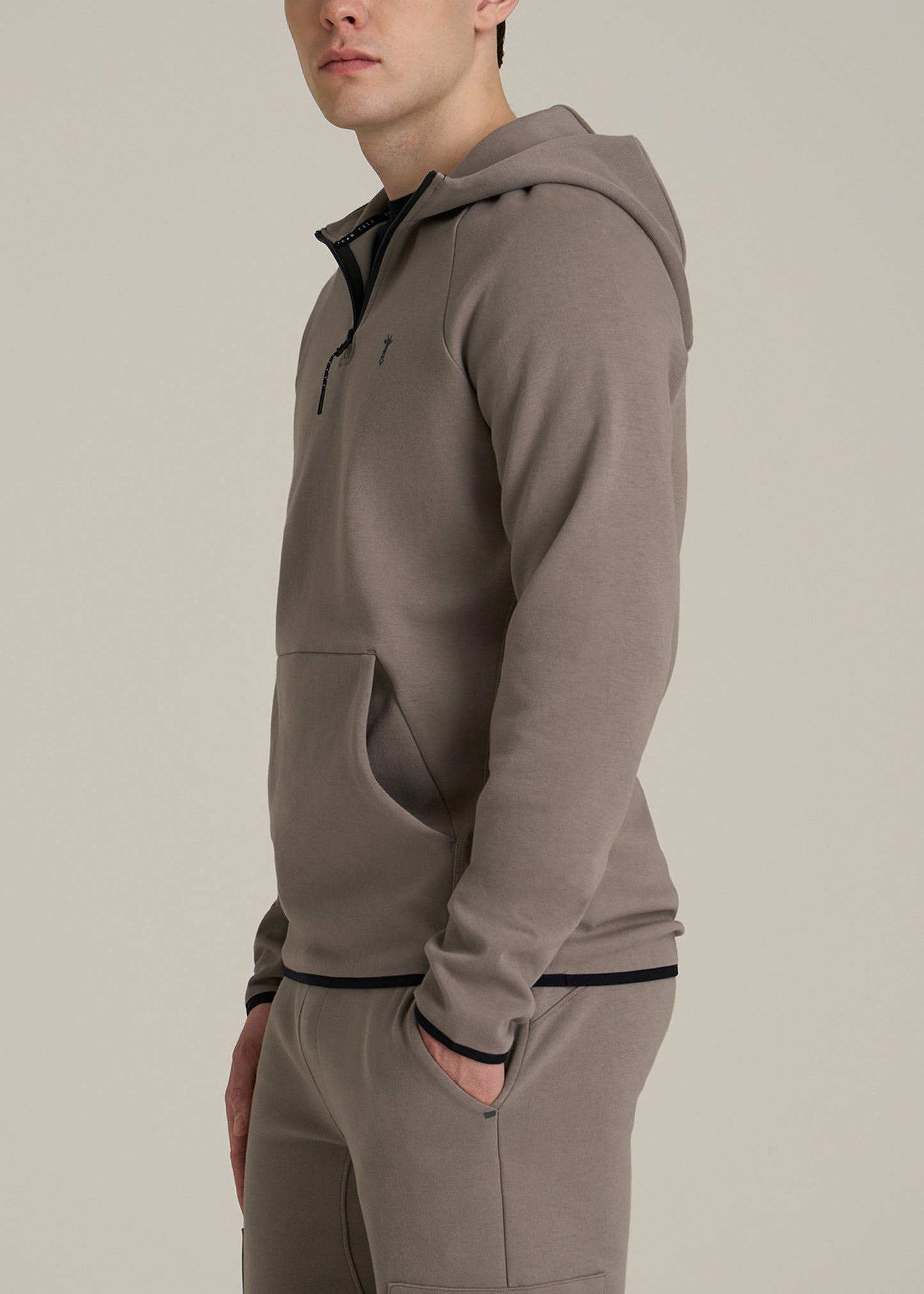 Utility Fleece Hooded Popover for Tall Men in Portobello