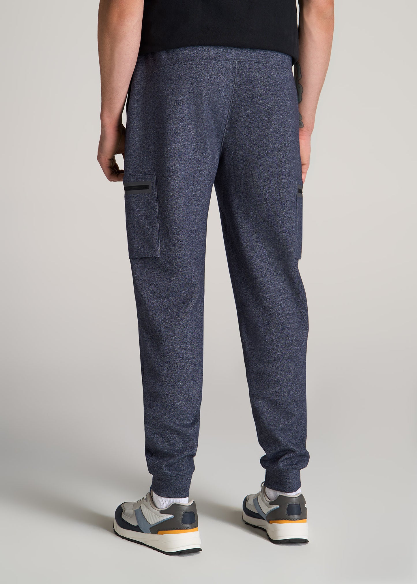 Utility Fleece Cargo Joggers for Tall Men in Evening Blue Mix