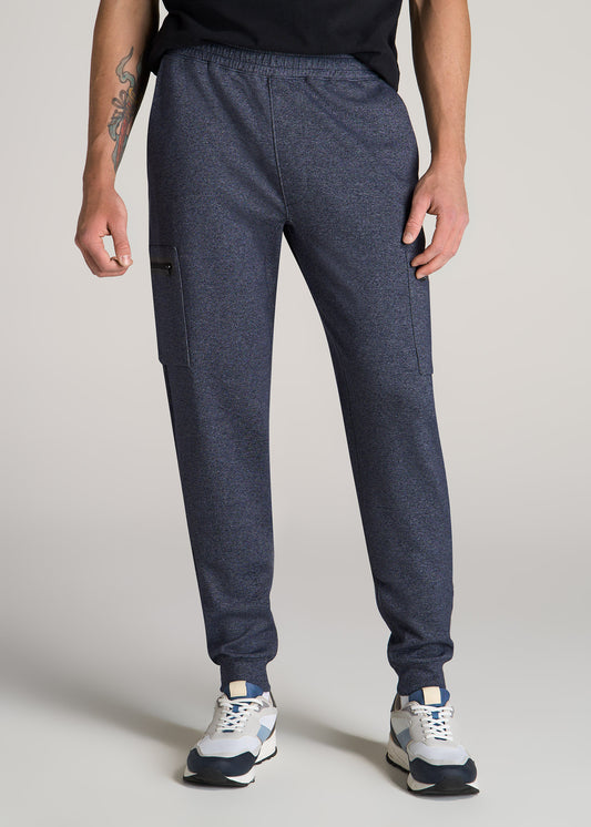 Utility Fleece Cargo Joggers for Tall Men in Evening Blue Mix