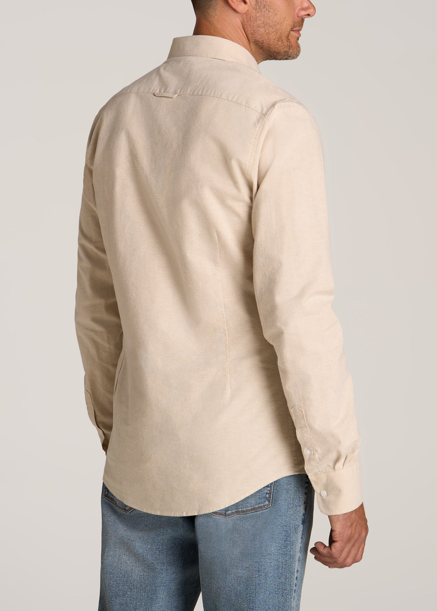 Washed Oxford Shirt for Tall Men in Sandstone