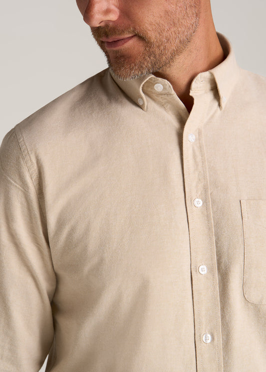 Washed Oxford Shirt for Tall Men in Sandstone