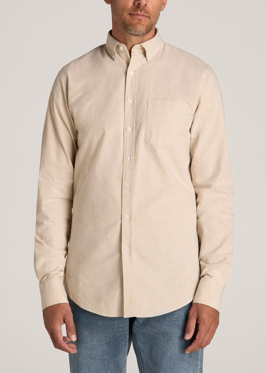 Washed Oxford Shirt for Tall Men in Sandstone