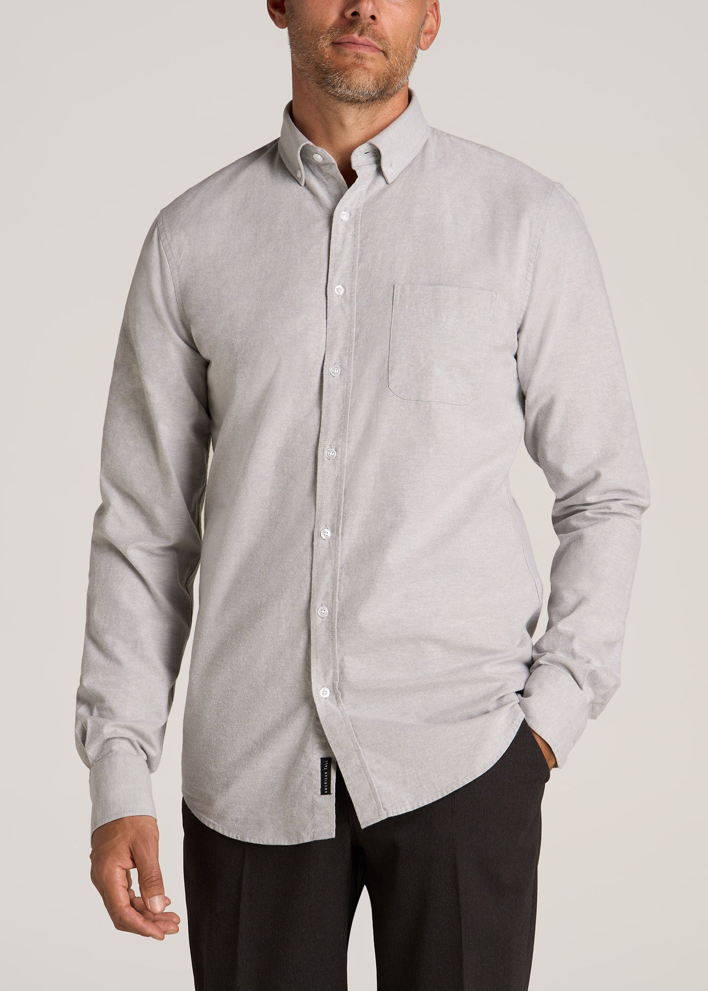 Washed Oxford Shirt for Tall Men in Silvermist