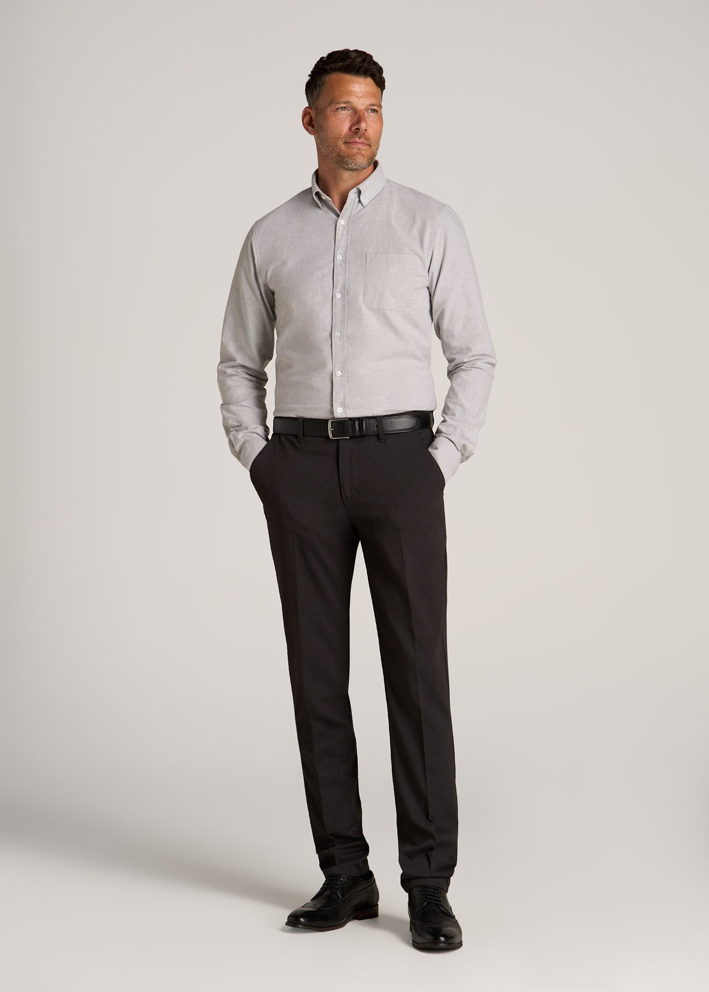 Washed Oxford Shirt for Tall Men in Silvermist