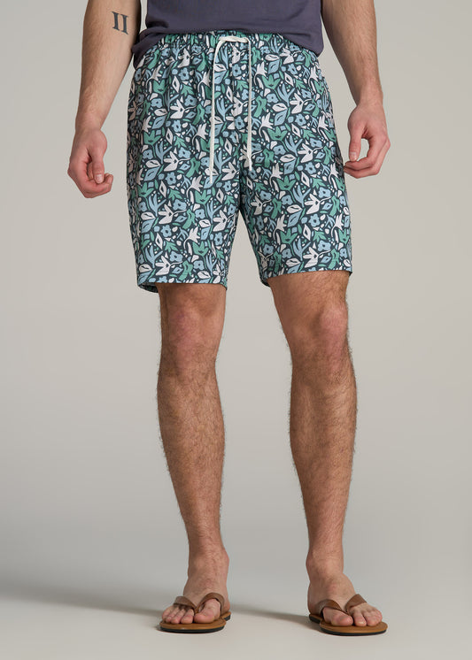 Volley Swim Shorts for Tall Men in Green Floral