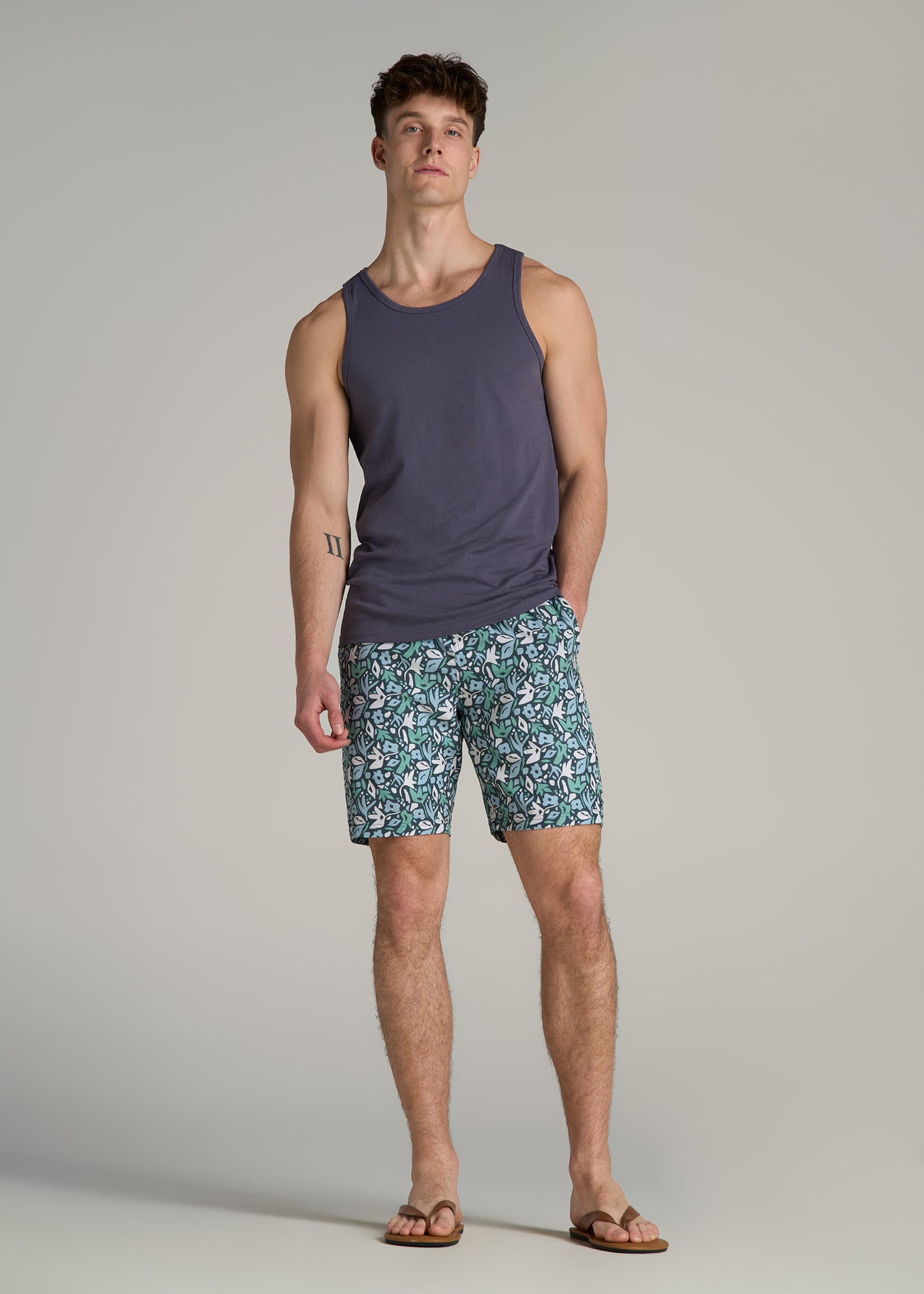 Volley Swim Shorts for Tall Men in Green Floral