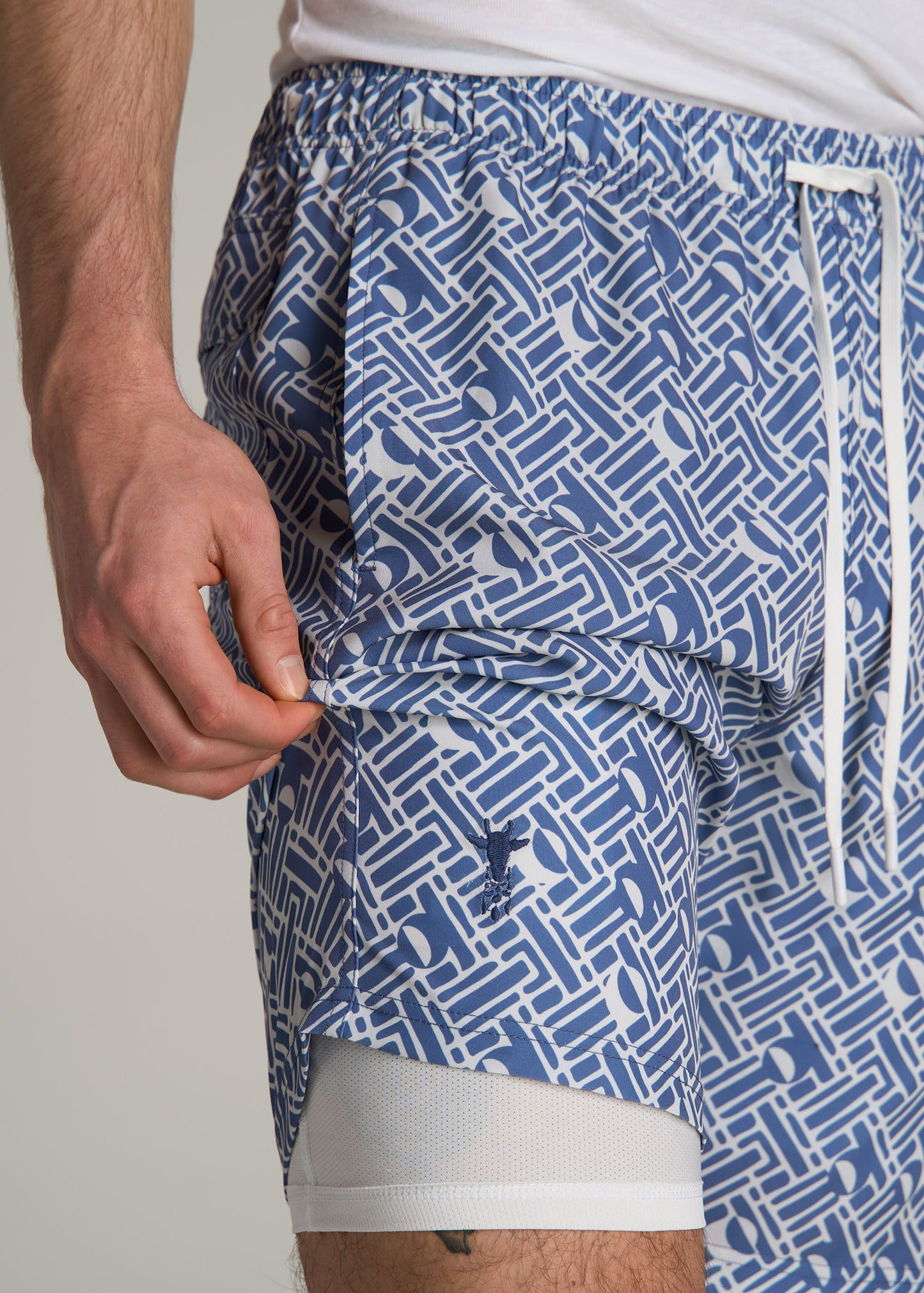 Volley Swim Shorts for Tall Men in Mid Blue Abstract