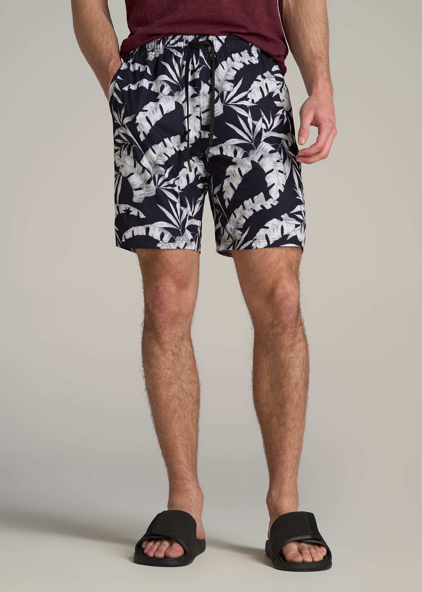 Volley Swim Shorts for Tall Men in White Palm