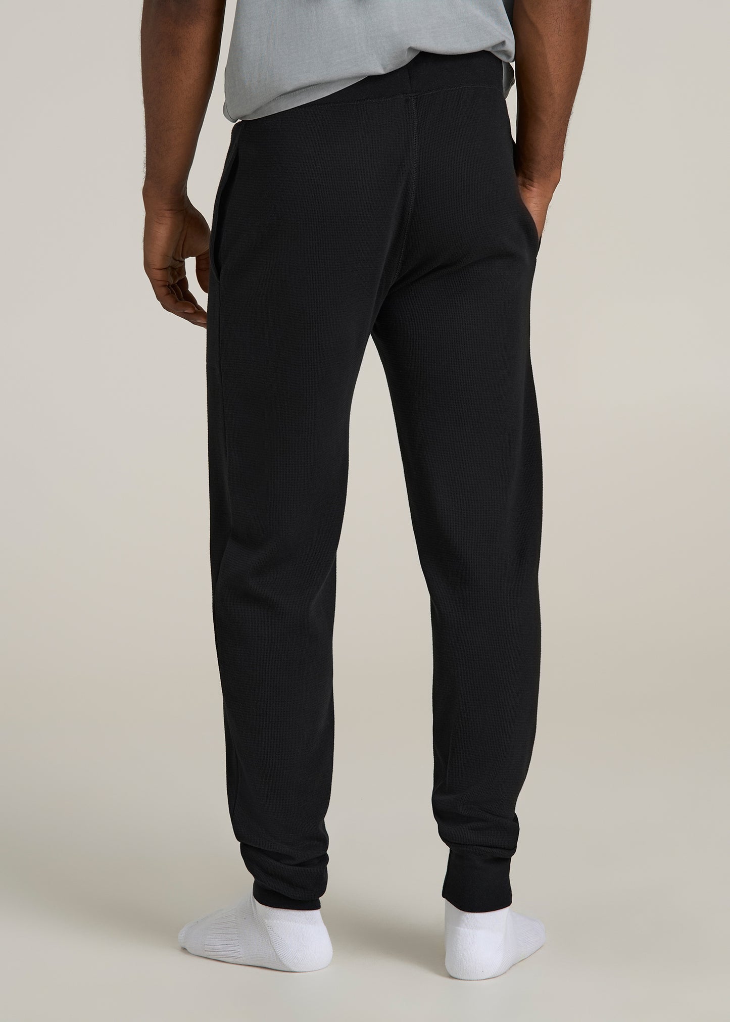 Waffle-Knit Lounge Jogger for Tall Men in Black