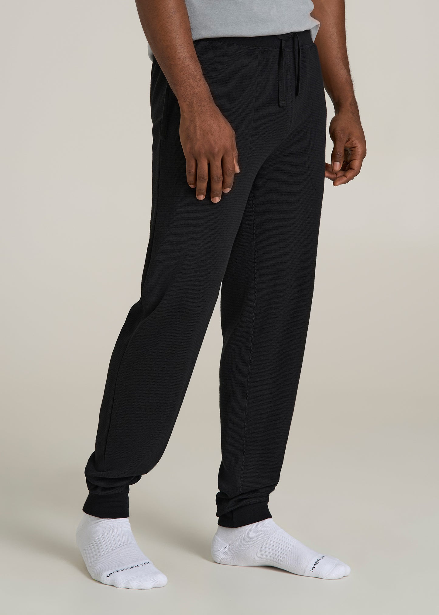 Waffle-Knit Lounge Jogger for Tall Men in Black