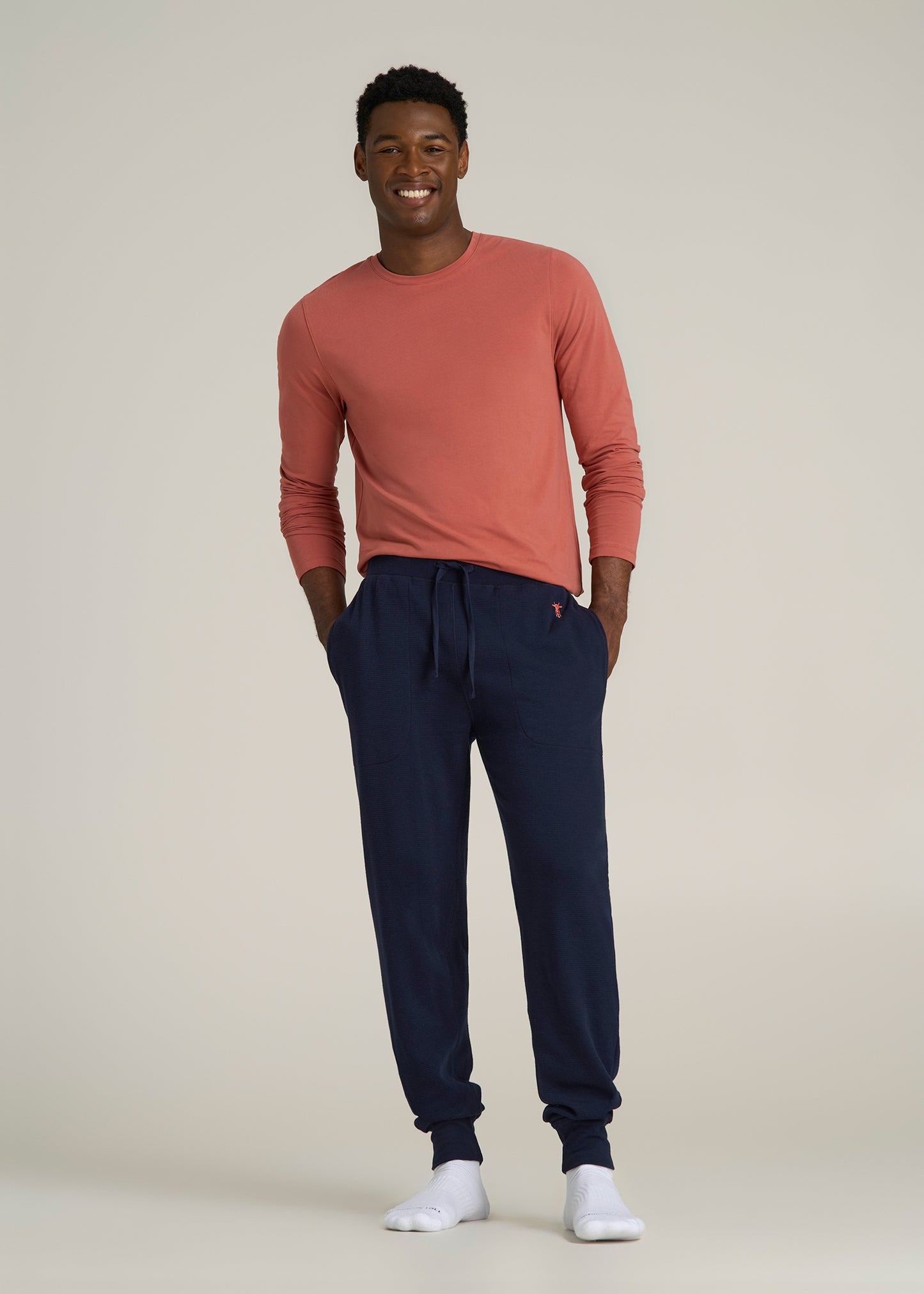 Waffle-Knit Lounge Jogger for Tall Men in Patriot Blue