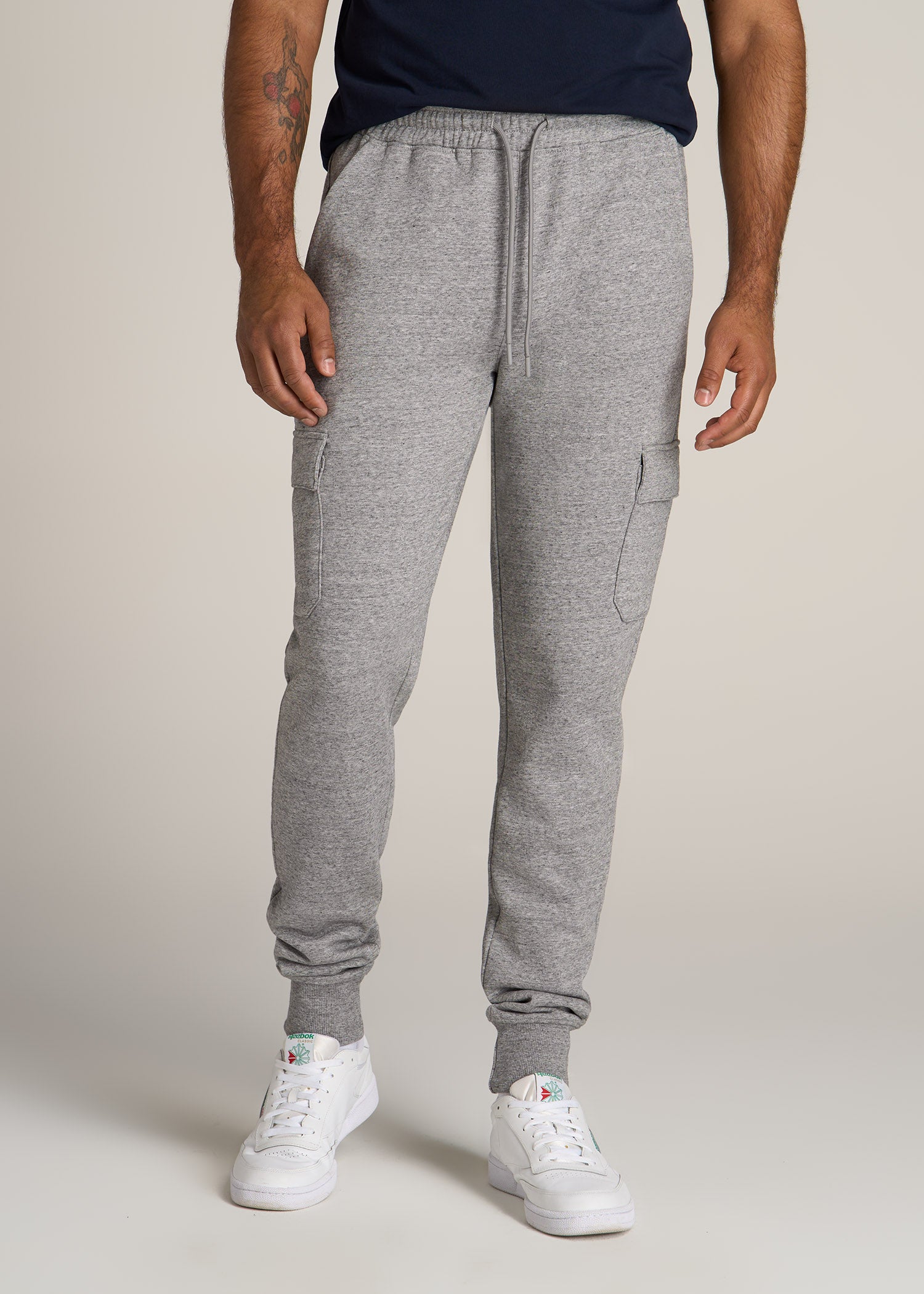 American-Tall-Men-Wearever-Fleece-Cargo-Jogger-Heather-Grey-front