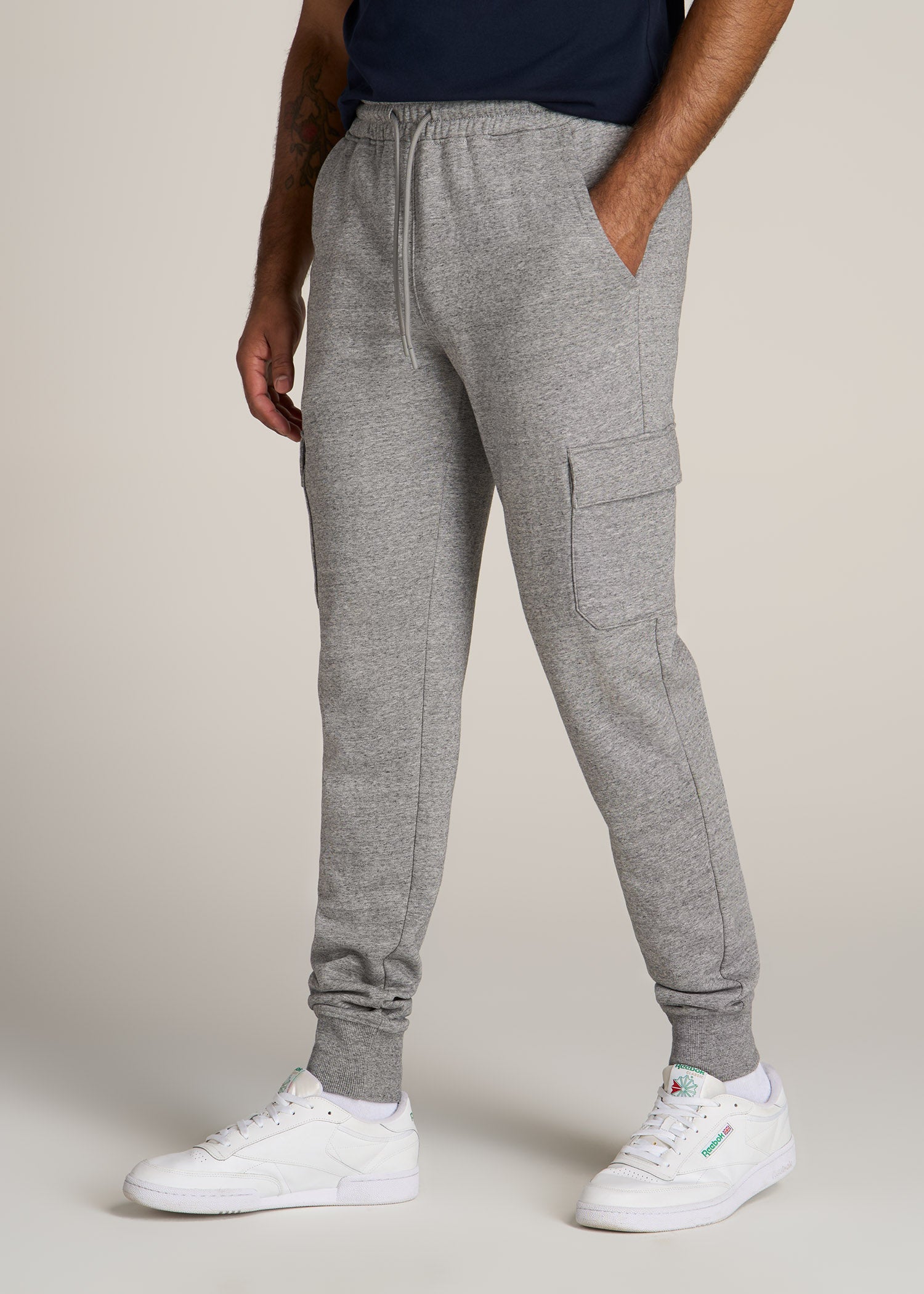 American-Tall-Men-Wearever-Fleece-Cargo-Jogger-Heather-Grey-side