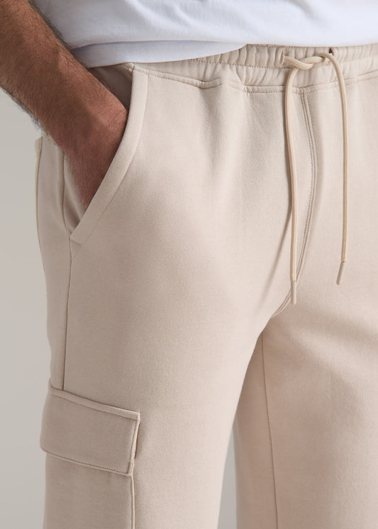 Wearever Fleece Cargo Jogger For Tall Men in Light Stone