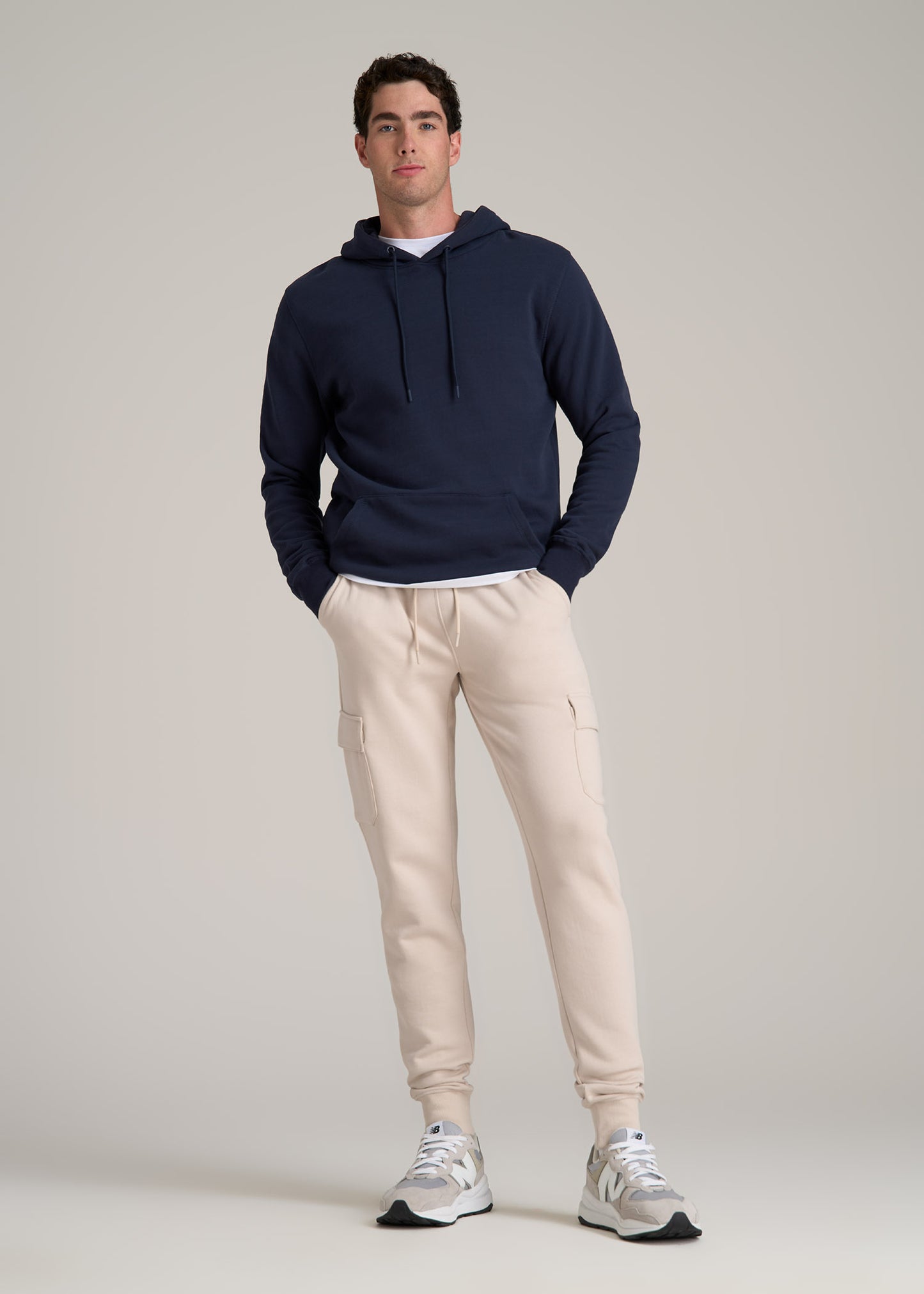 Wearever Fleece Cargo Jogger For Tall Men in Light Stone