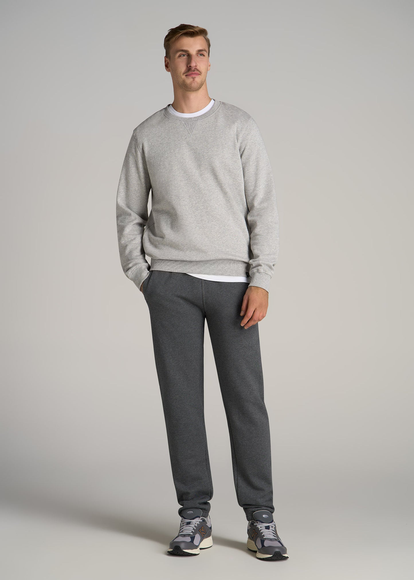 Wearever Fleece Elastic-Bottom Sweatpants for Tall Men in Charcoal Mix