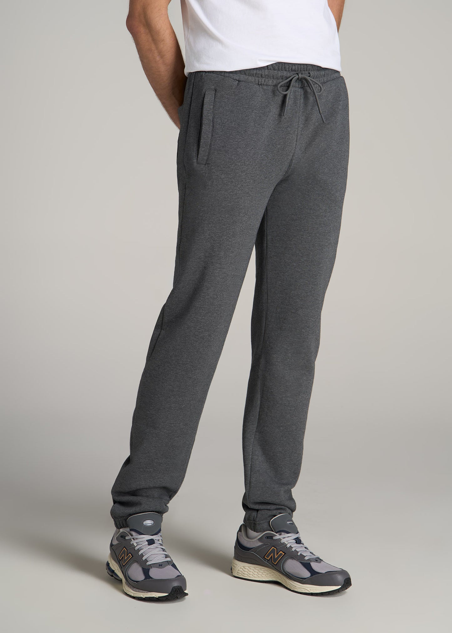 Wearever Fleece Elastic-Bottom Sweatpants for Tall Men in Charcoal Mix