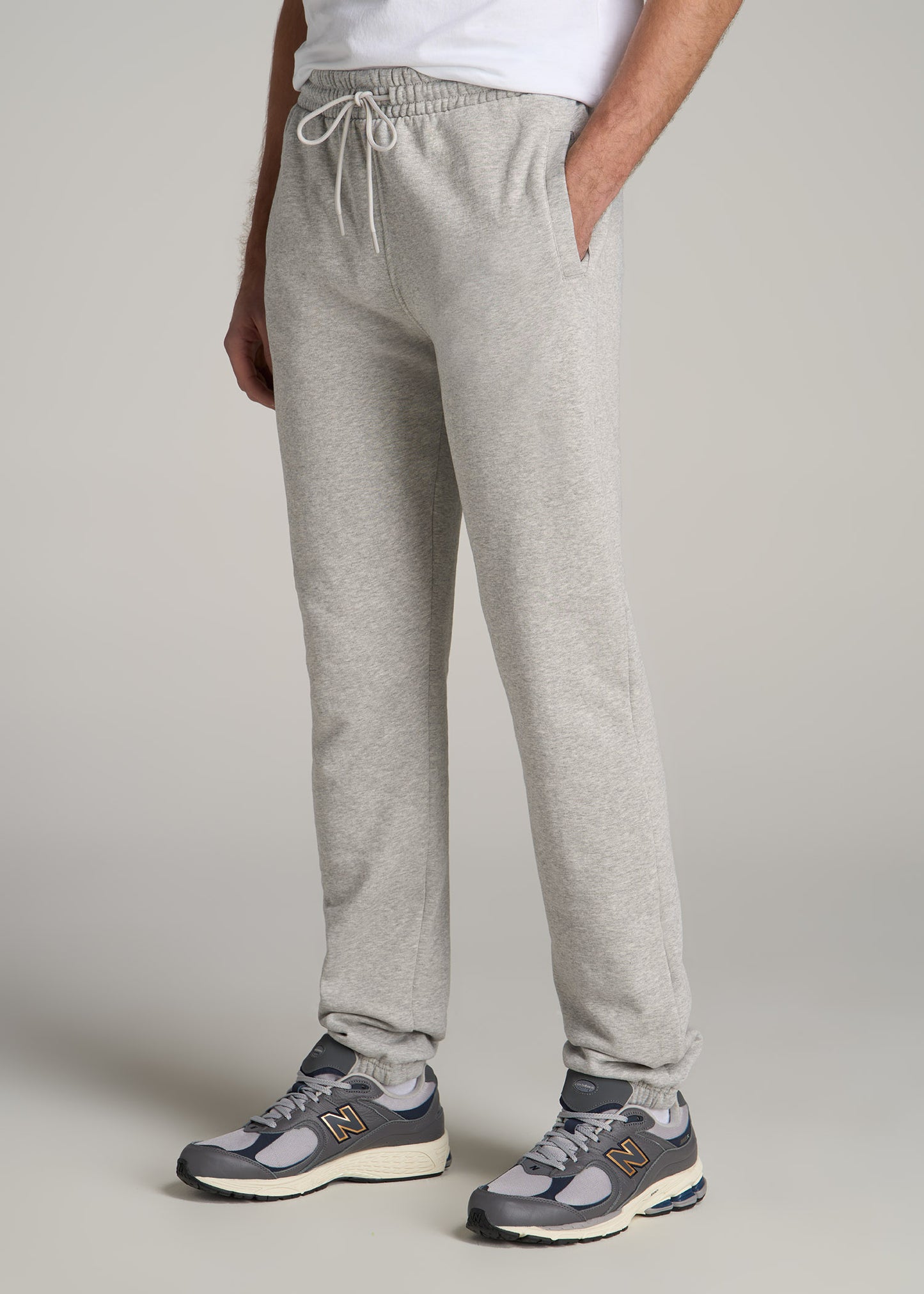 Wearever Fleece Elastic-Bottom Sweatpants for Tall Men in Grey Mix