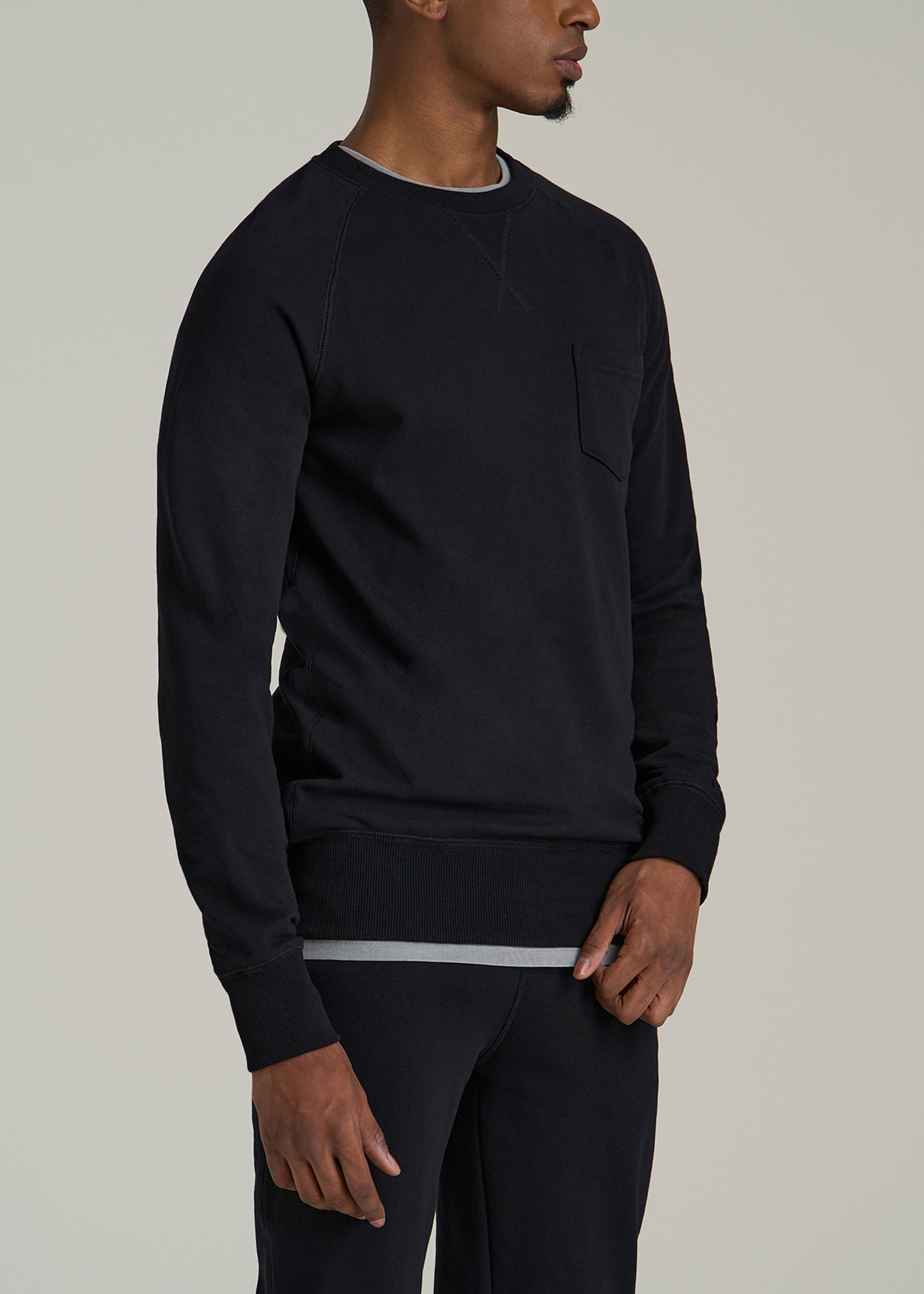 Wearever 2.0 French Terry Crewneck Sweatshirt for Tall Men in Black