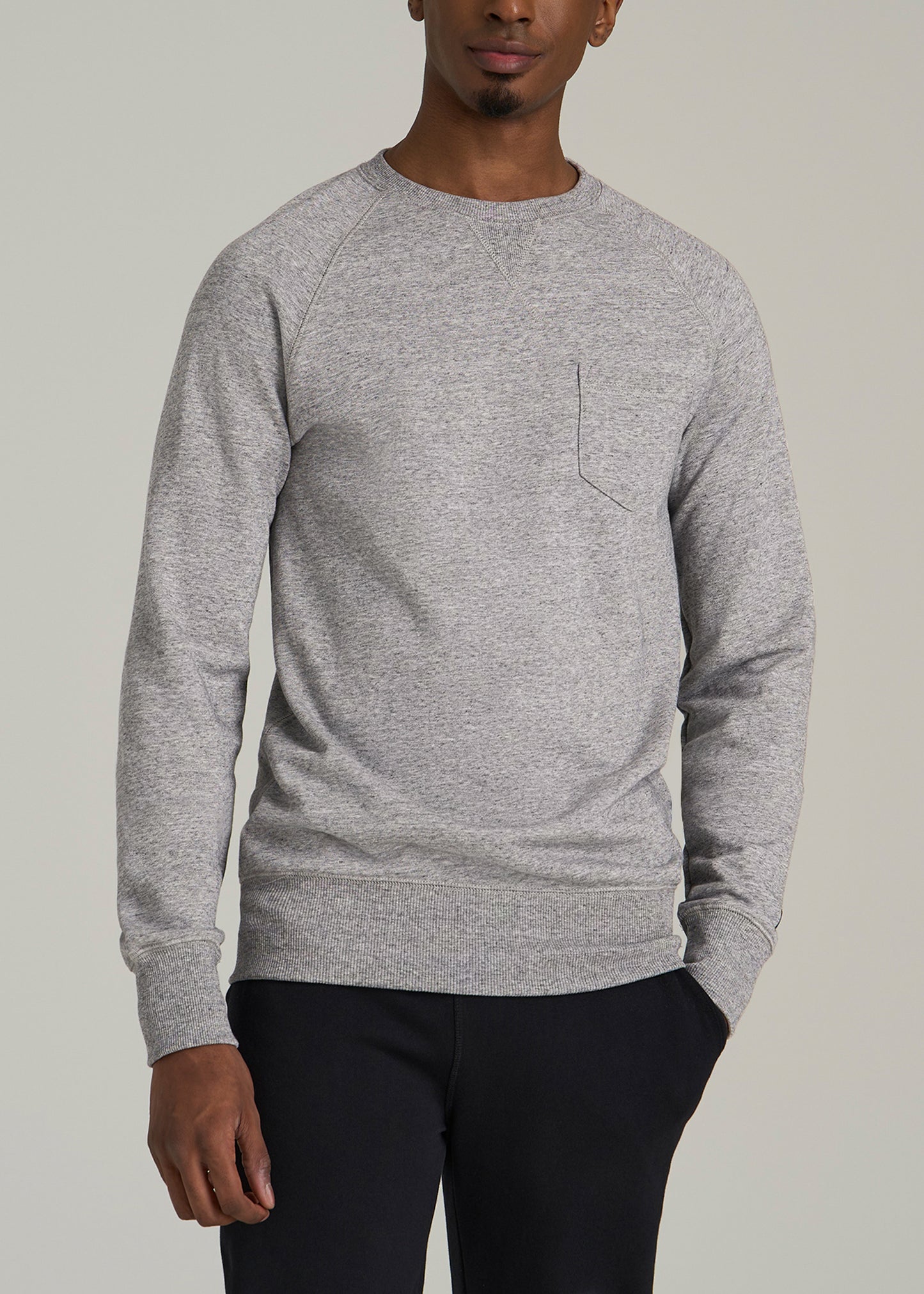 Wearever 2.0 French Terry Crewneck Sweatshirt for Tall Men in Heathered Grey