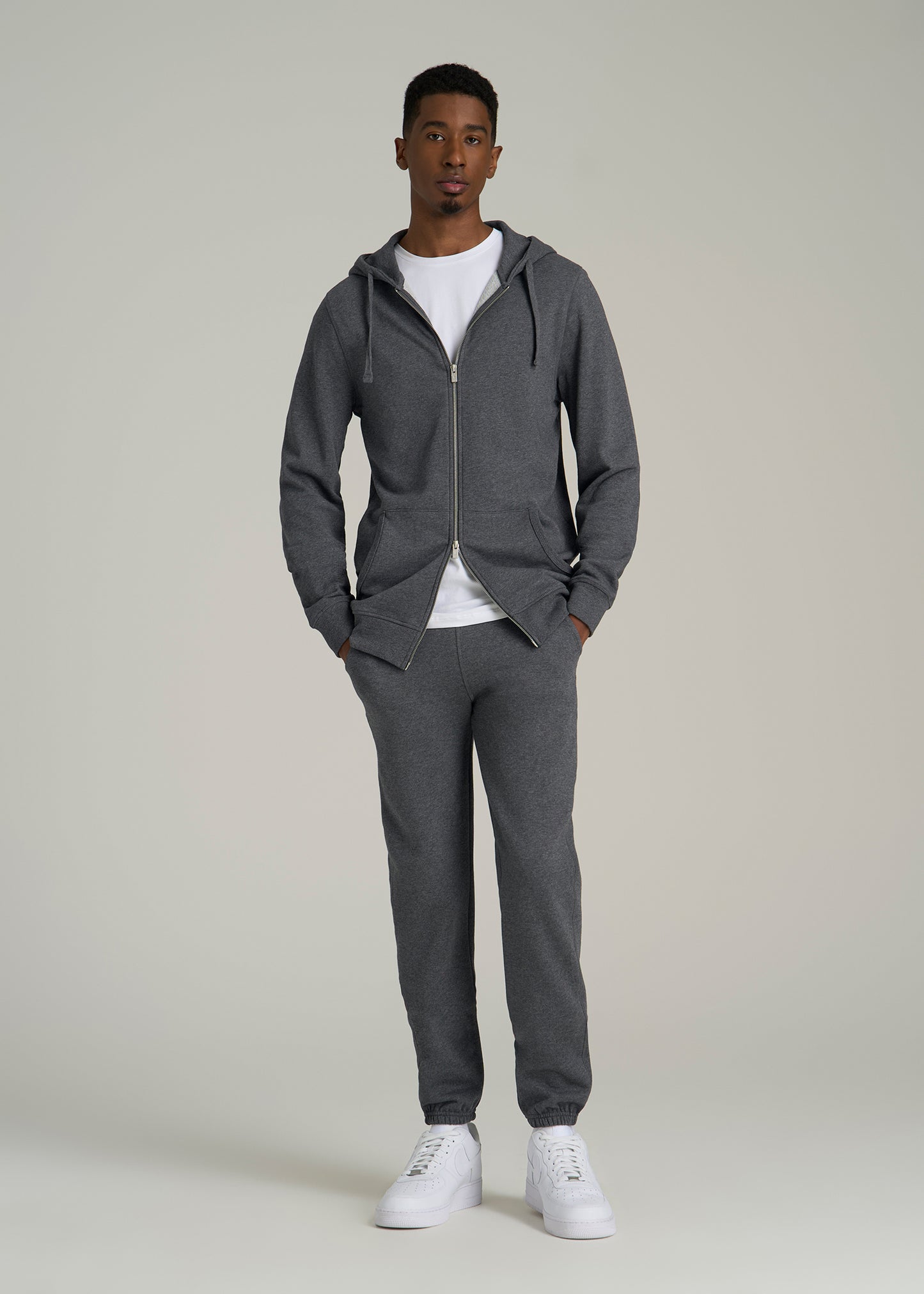 Wearever 2.0 French Terry Full-Zip Hoodie for Tall Men in Charcoal Mix