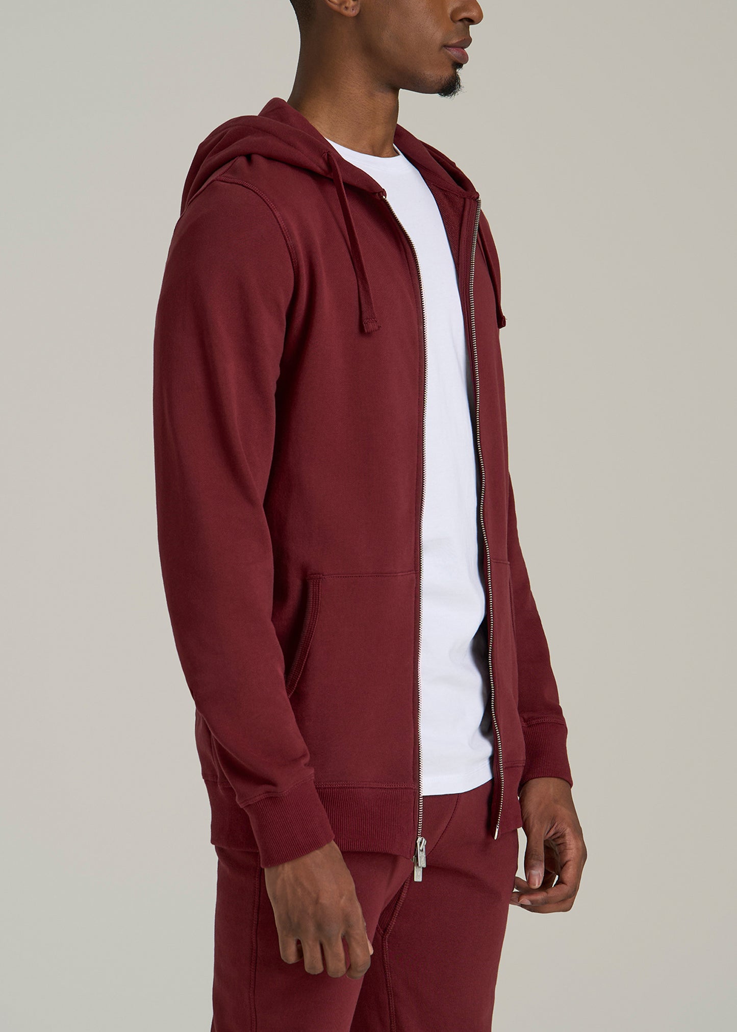 Wearever 2.0 French Terry Full-Zip Hoodie for Tall Men in Red Ochre