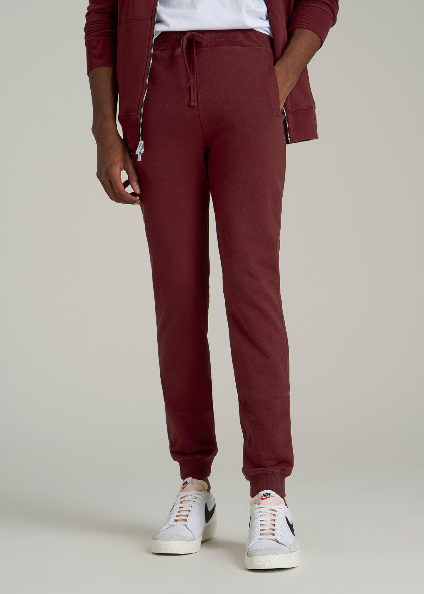 Wearever 2.0 French Terry Joggers for Tall Men in Red Ochre