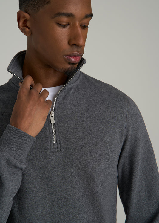 Wearever 2.0 French Terry Quarter-Zip Tall Men's Sweatshirt in Charcoal Mix