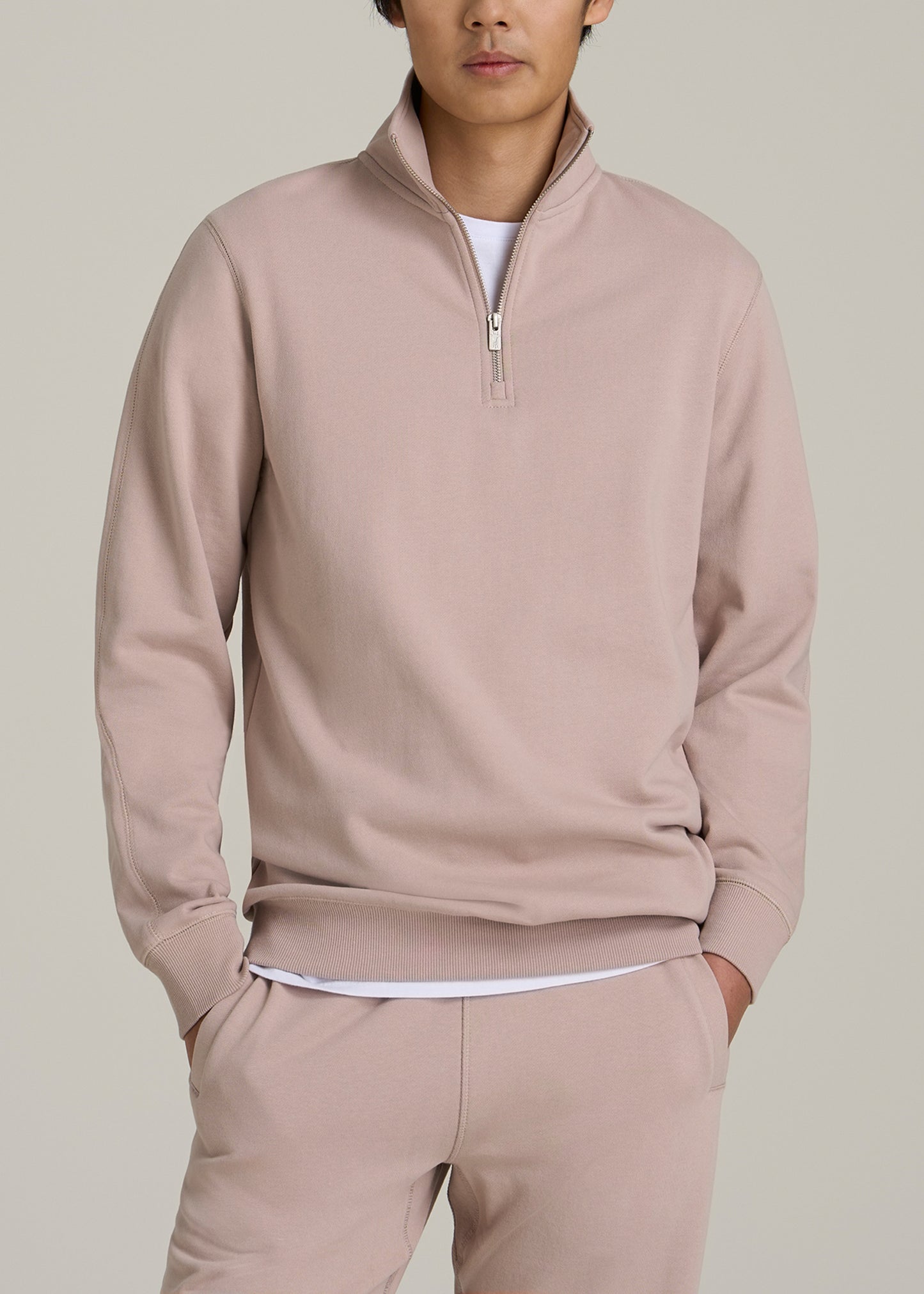 Wearever 2.0 French Terry Quarter-Zip Tall Men's Sweatshirt in Desert Rose