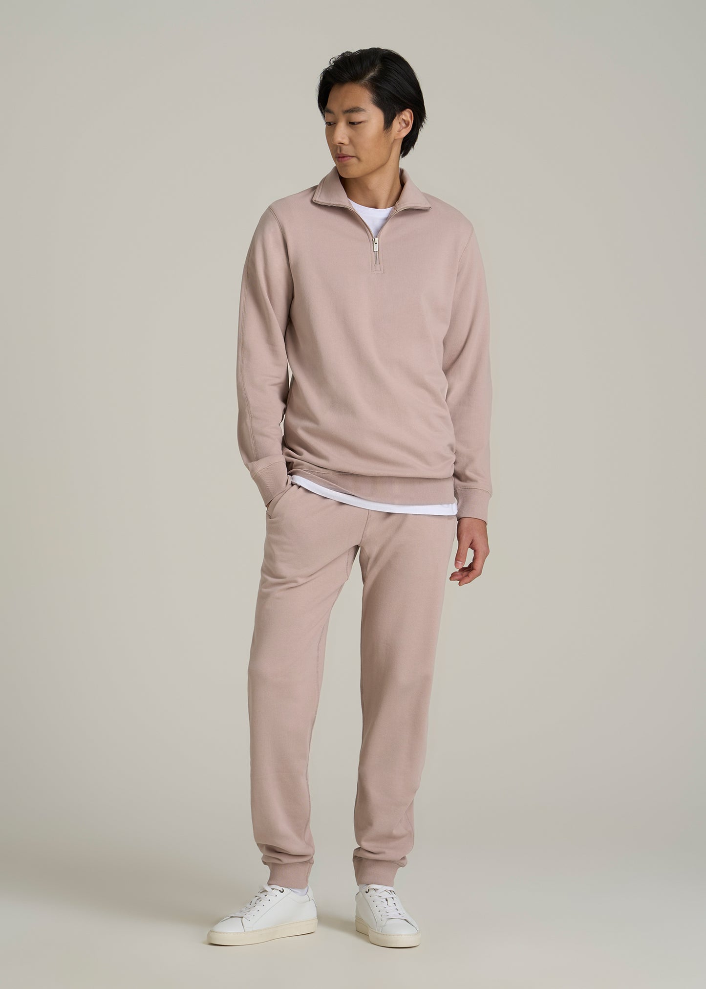 Wearever 2.0 French Terry Quarter-Zip Tall Men's Sweatshirt in Desert Rose