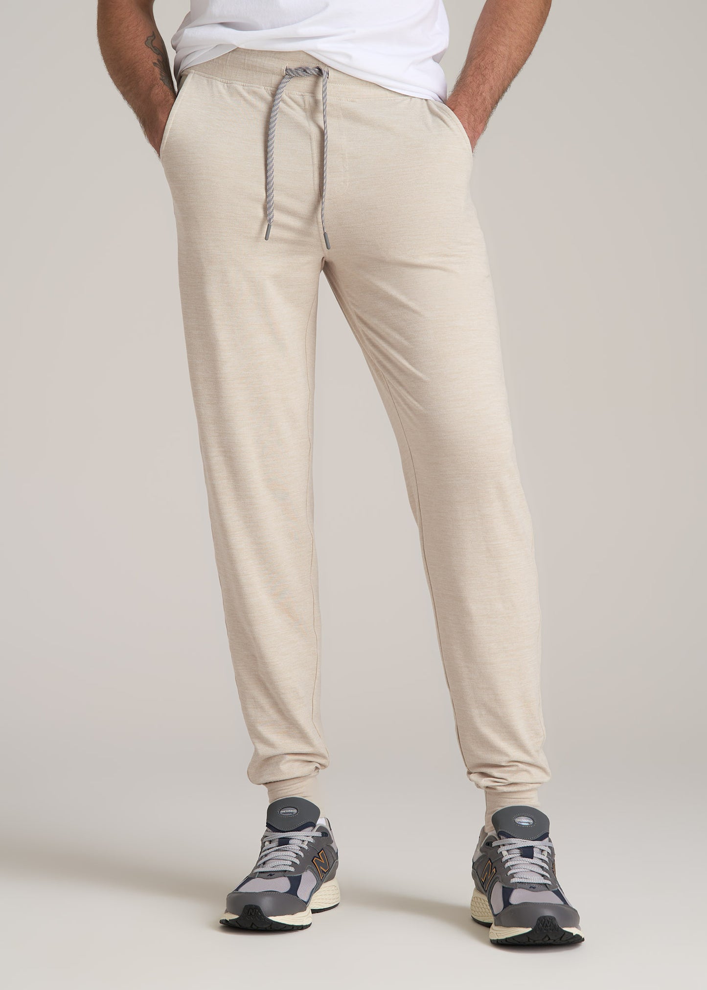 Weekender Stretch Lounge Joggers for Tall Men in Stone Heather