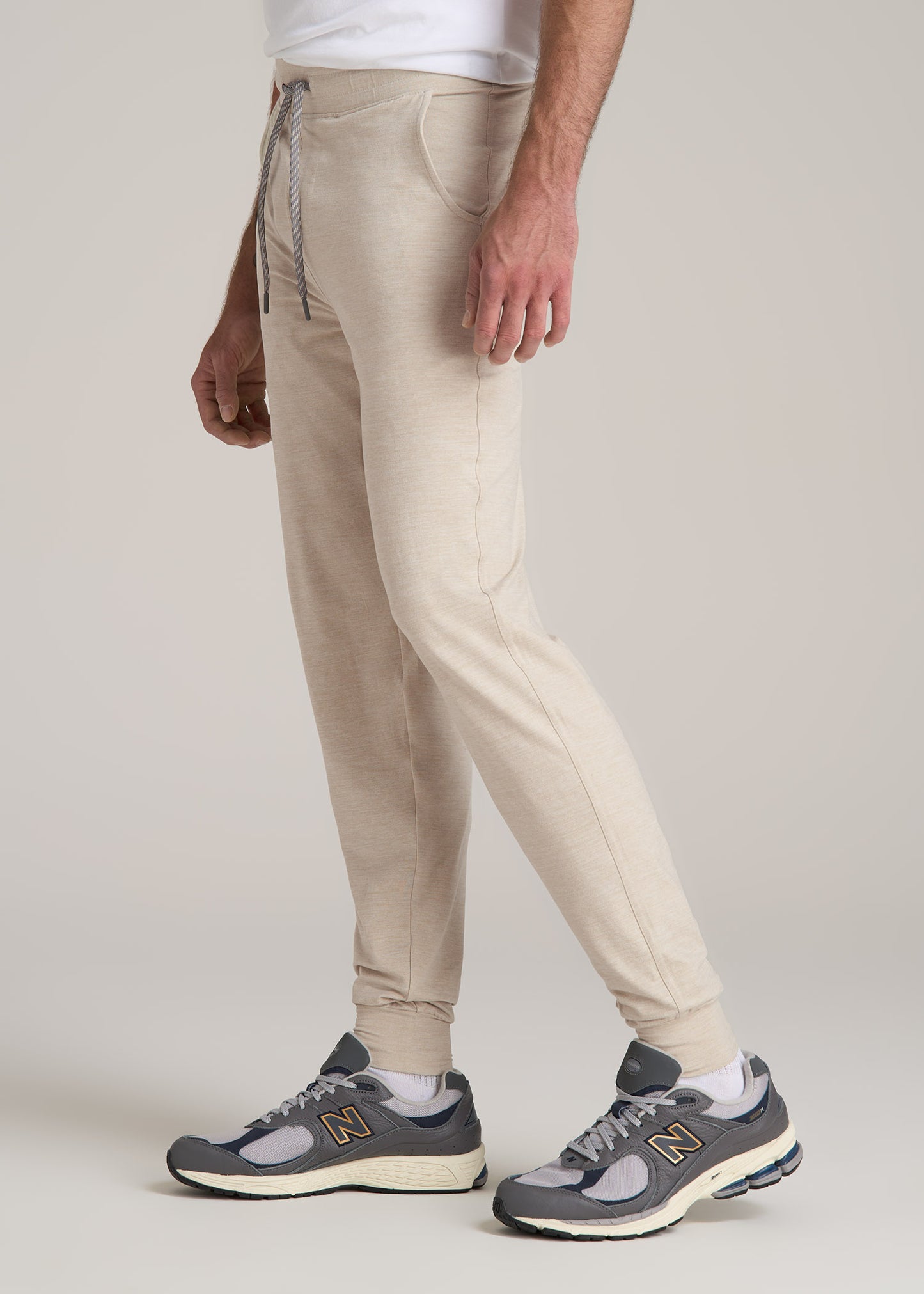 Weekender Stretch Lounge Joggers for Tall Men in Stone Heather