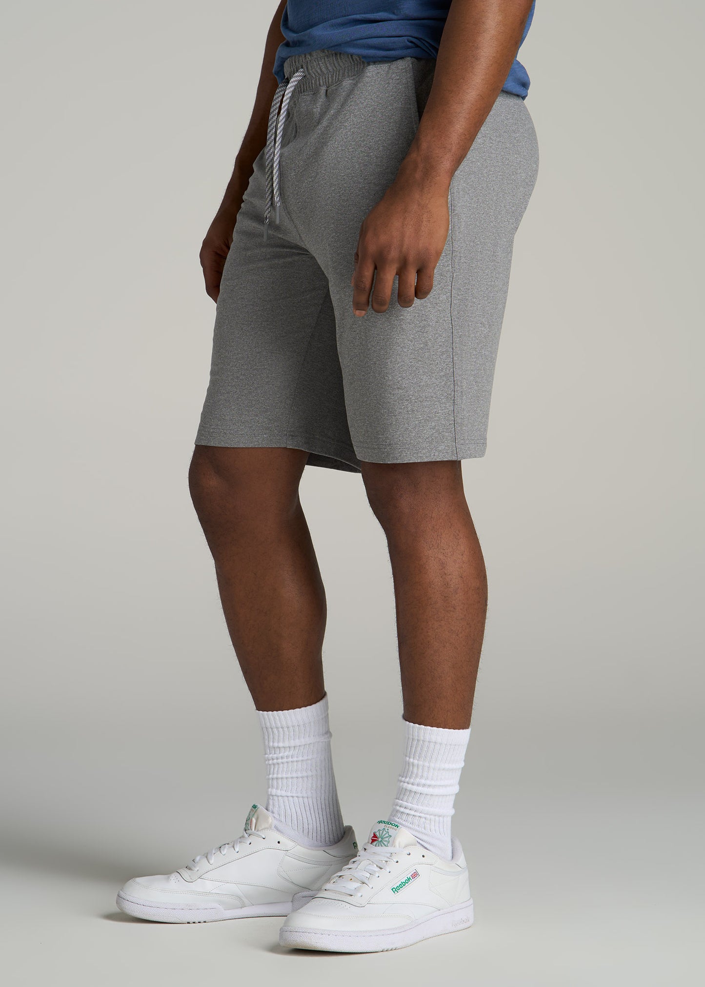 Weekender Stretch Lounge Shorts for Tall Men in Heathered Grey