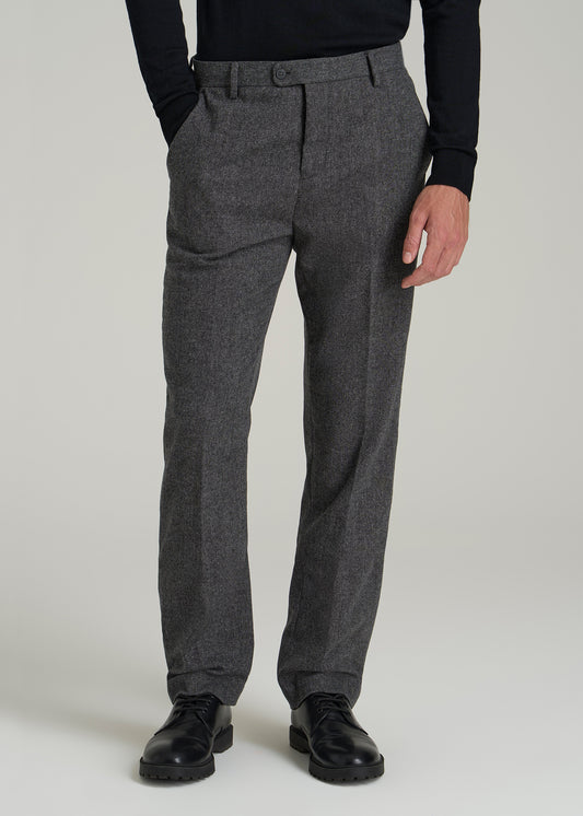 Wool Blend Dress Pants for Tall Men in Anthracite Tweed