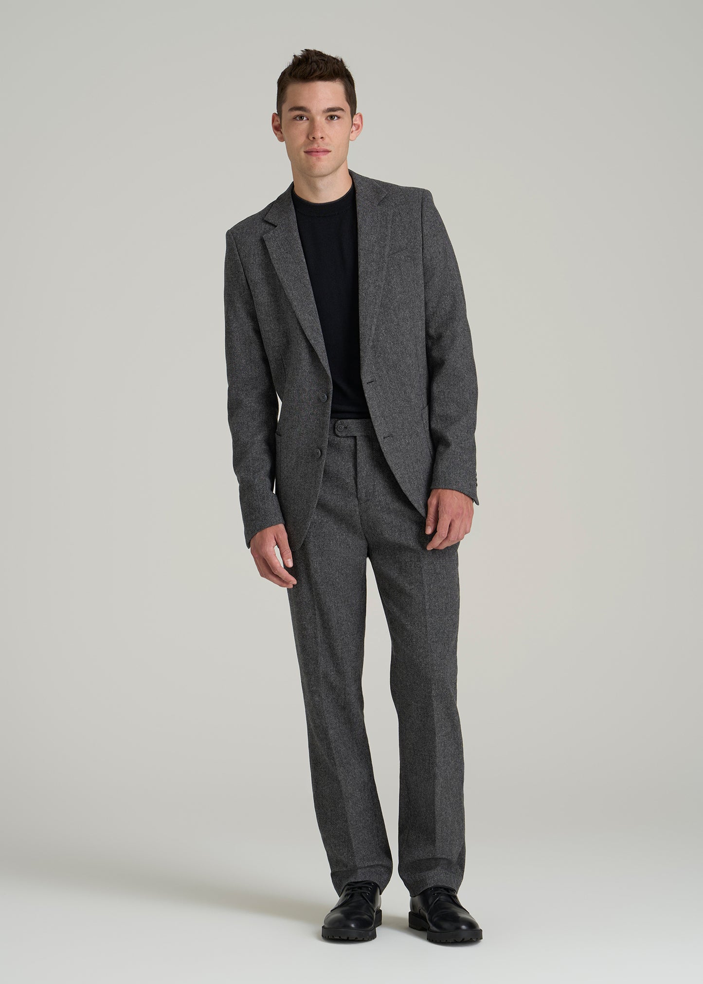 Wool Blend Dress Pants for Tall Men in Anthracite Tweed