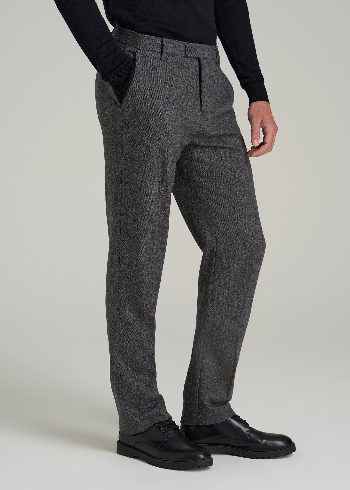 Wool Blend Dress Pants for Tall Men in Anthracite Tweed