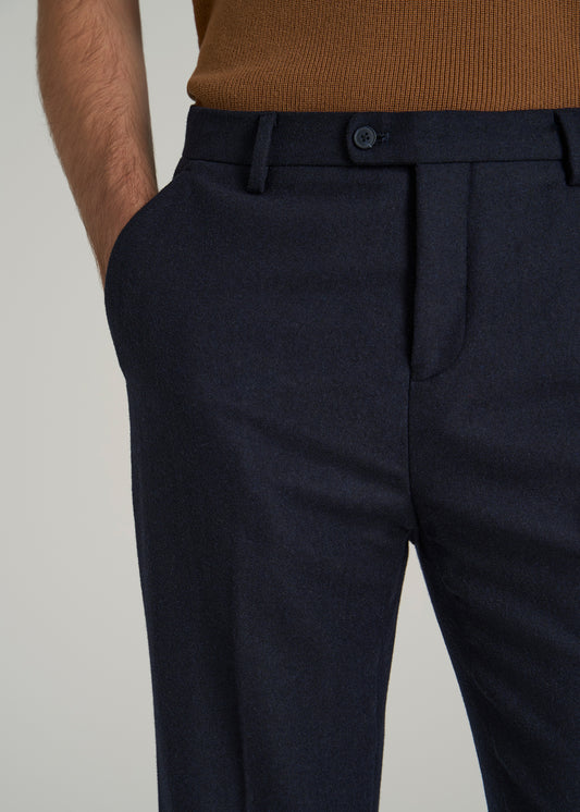 Wool Blend Dress Pants for Tall Men in Raven Blue