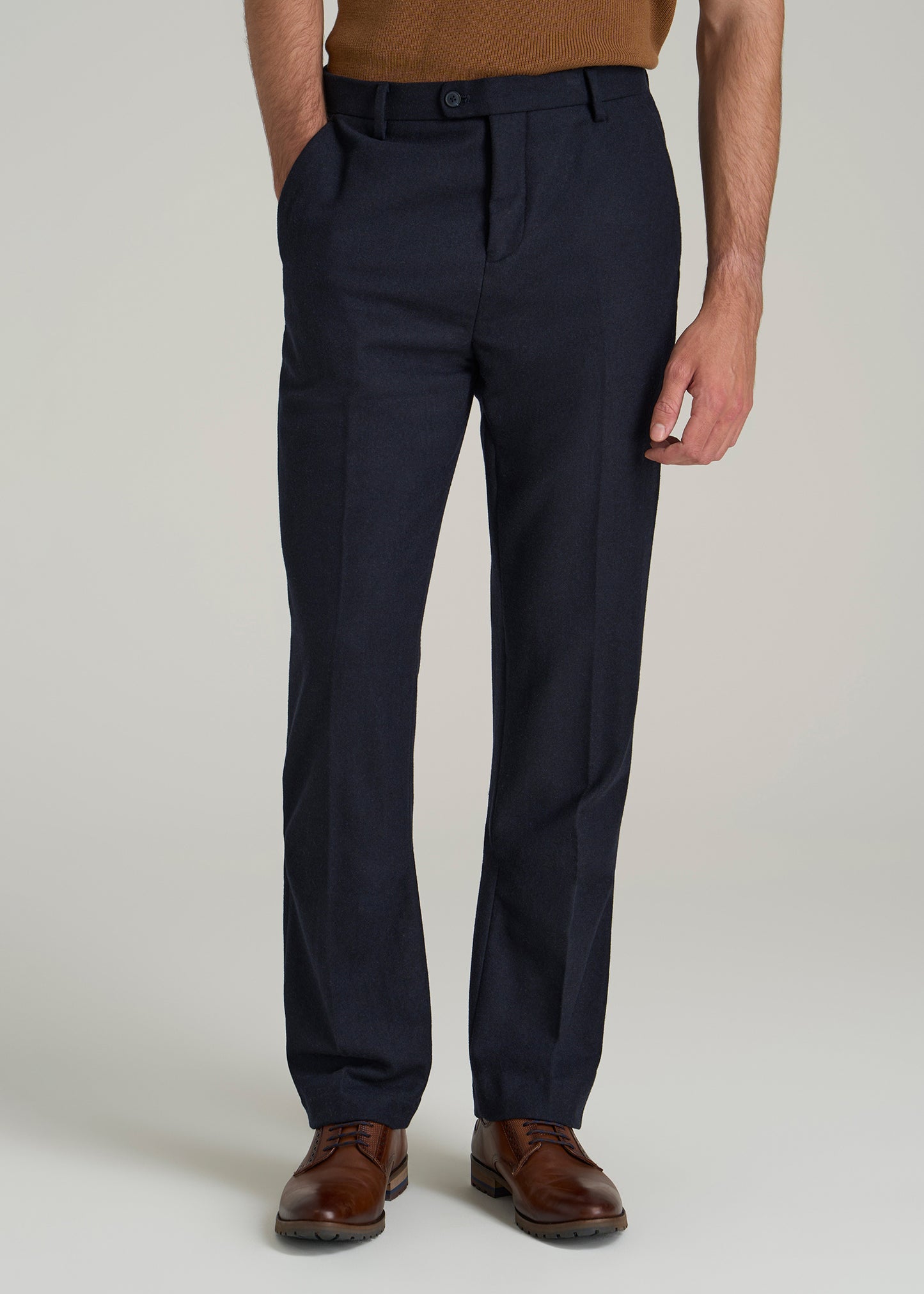 Wool Blend Dress Pants for Tall Men in Raven Blue